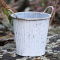 Zinc Metal Flower Pot Ribbed Planter with Handles