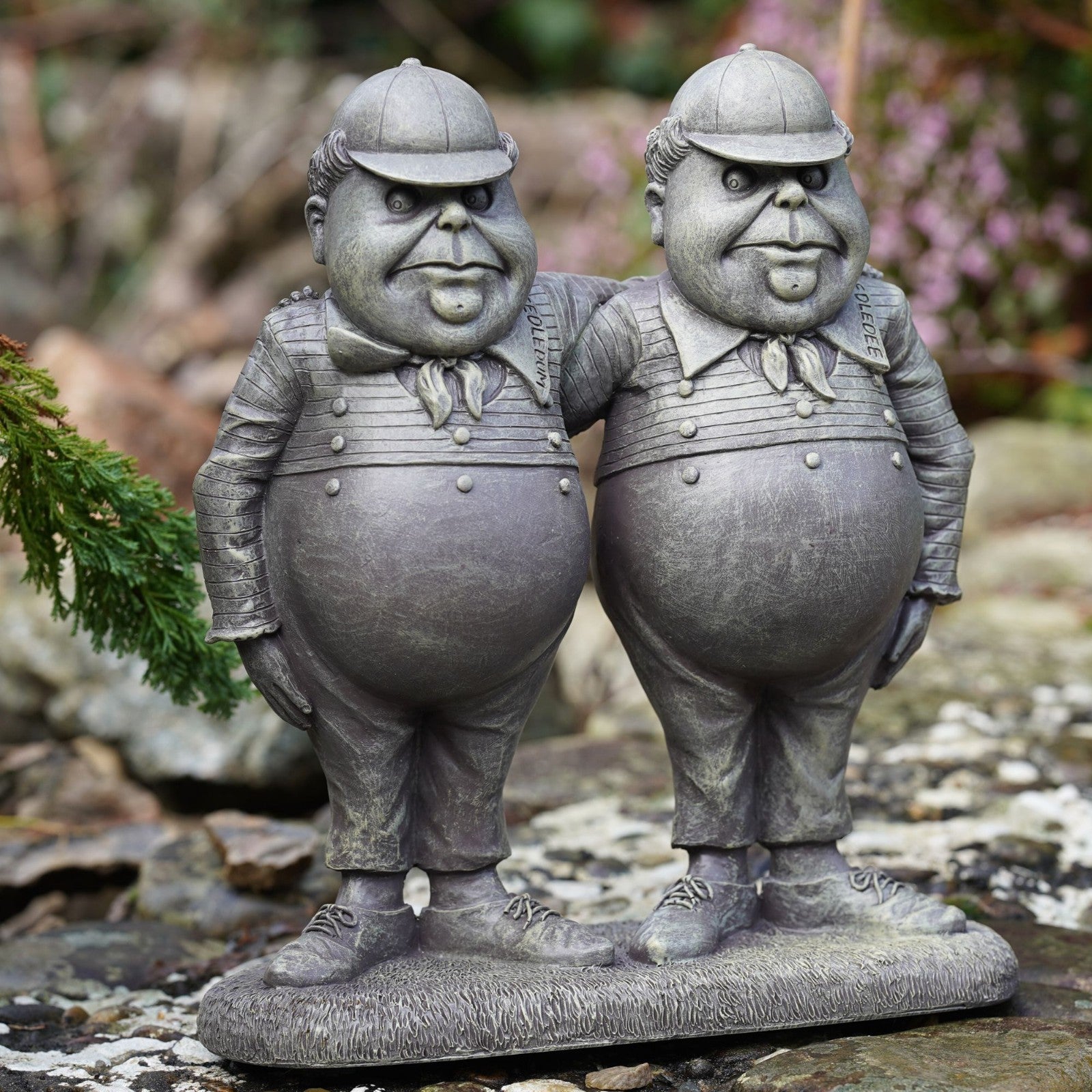 Tweedledee & Tweedledum Resin Statue | Alice in Wonderland Sculpture Garden Deco