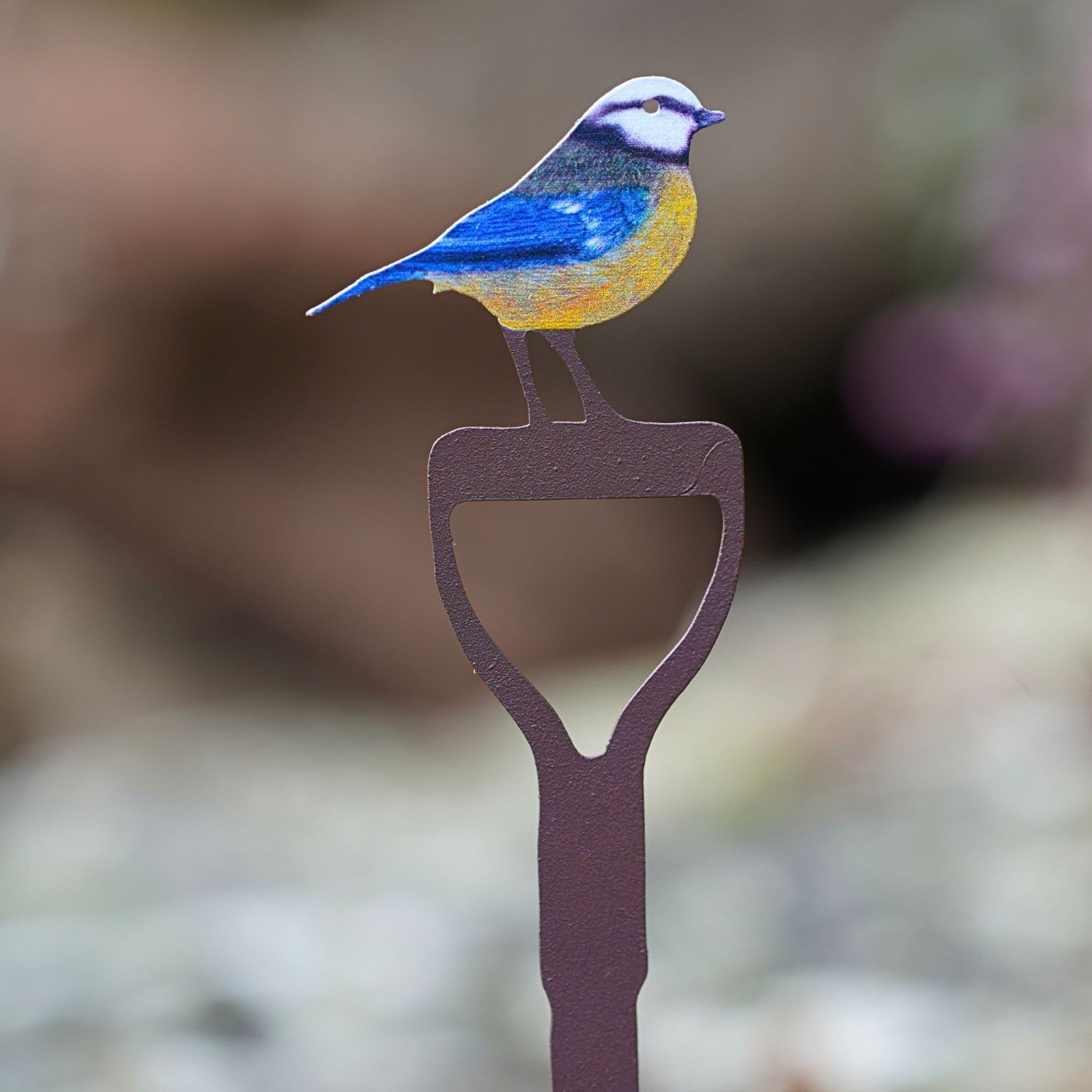 Mini Blue Tit on Fork Metal Garden Stake
