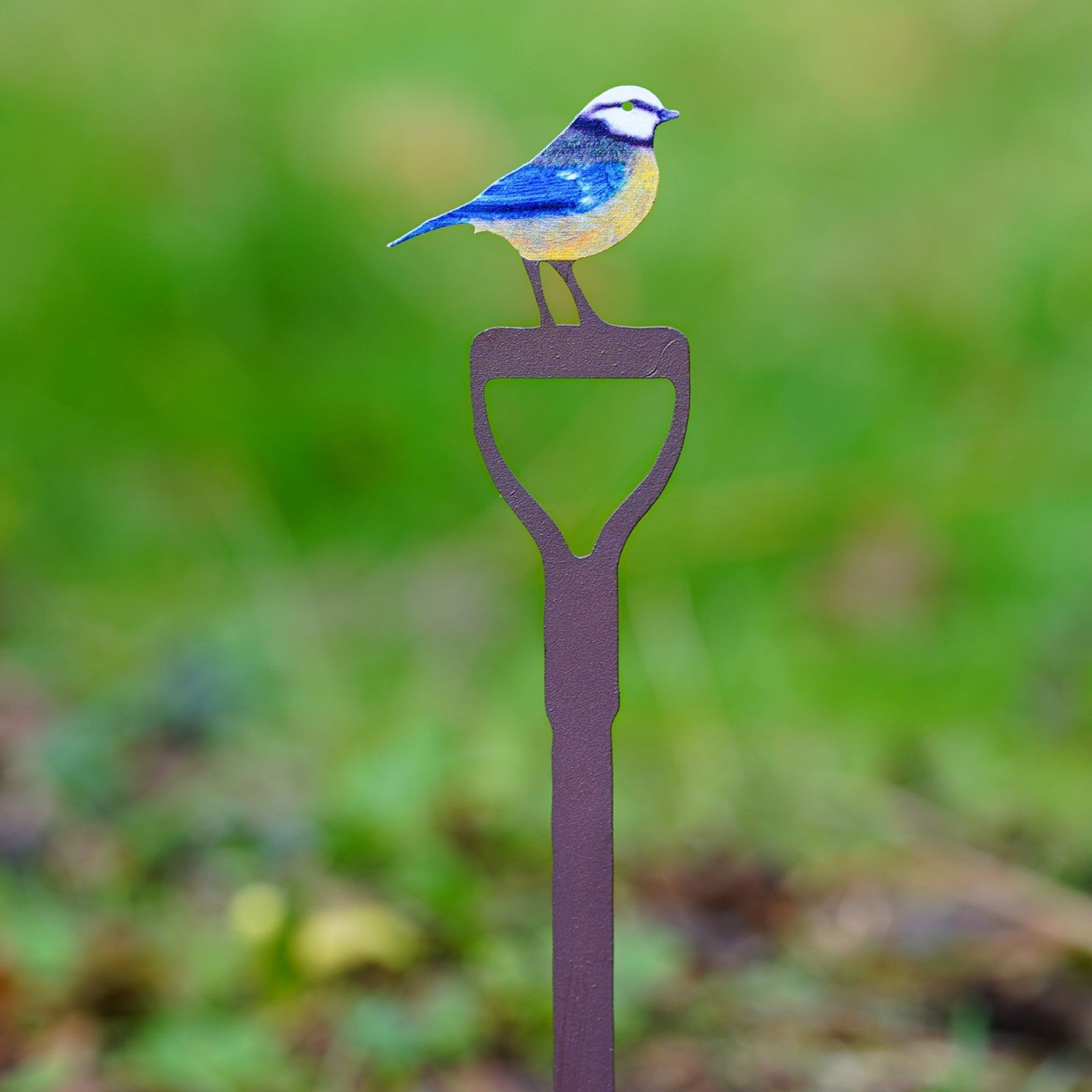 Mini Blue Tit on Fork Metal Garden Stake