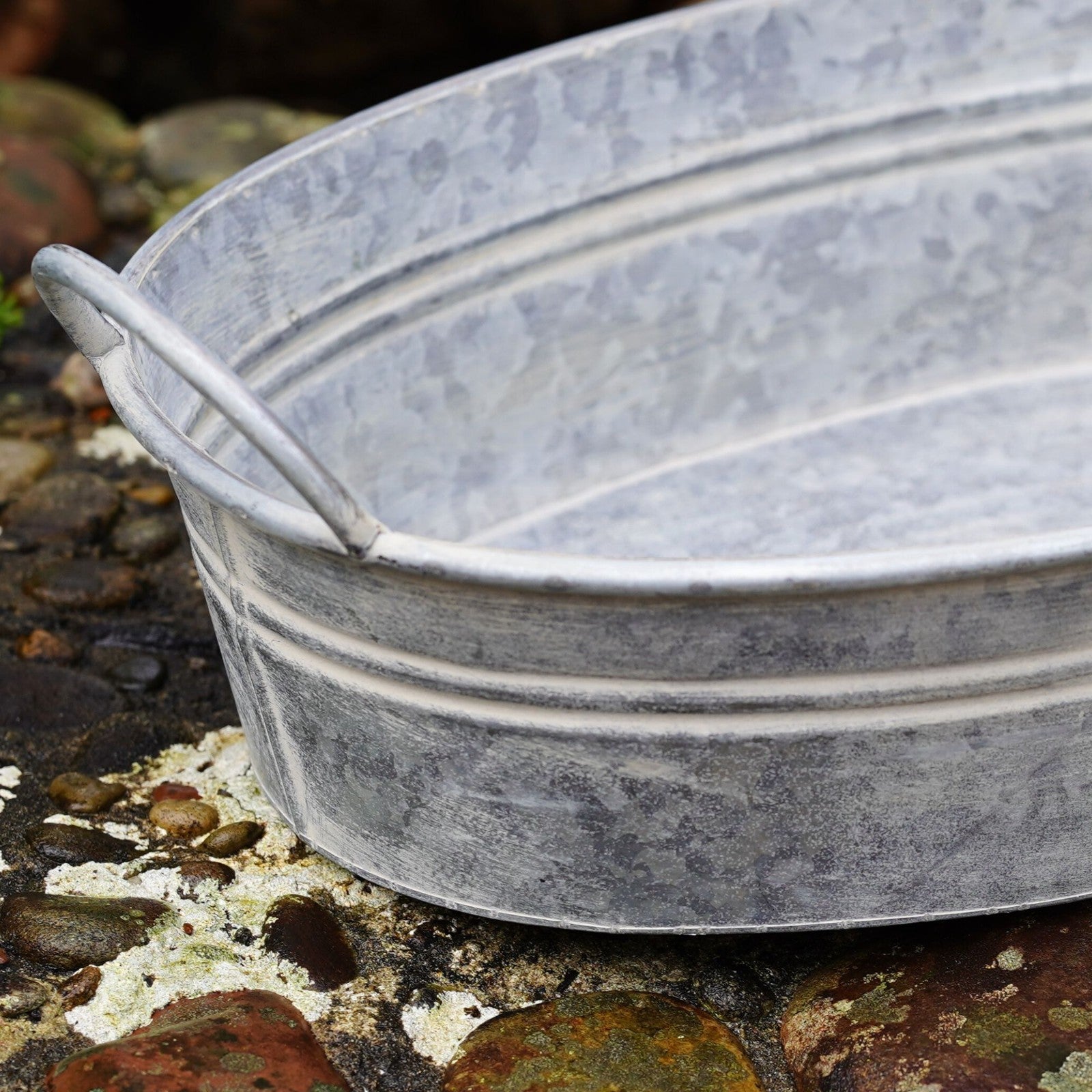 Zinc Metal Tray Planter with Handles