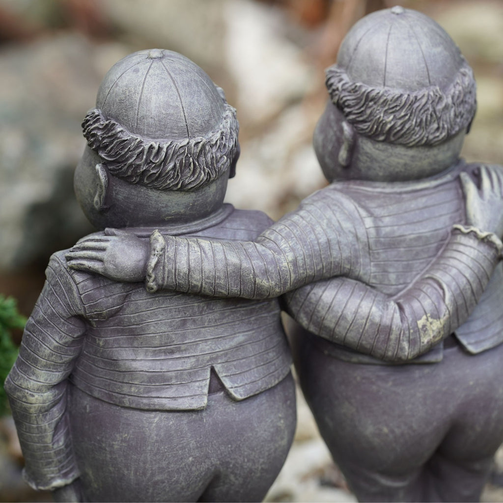 Tweedledee & Tweedledum Resin Statue | Alice in Wonderland Sculpture Garden Deco