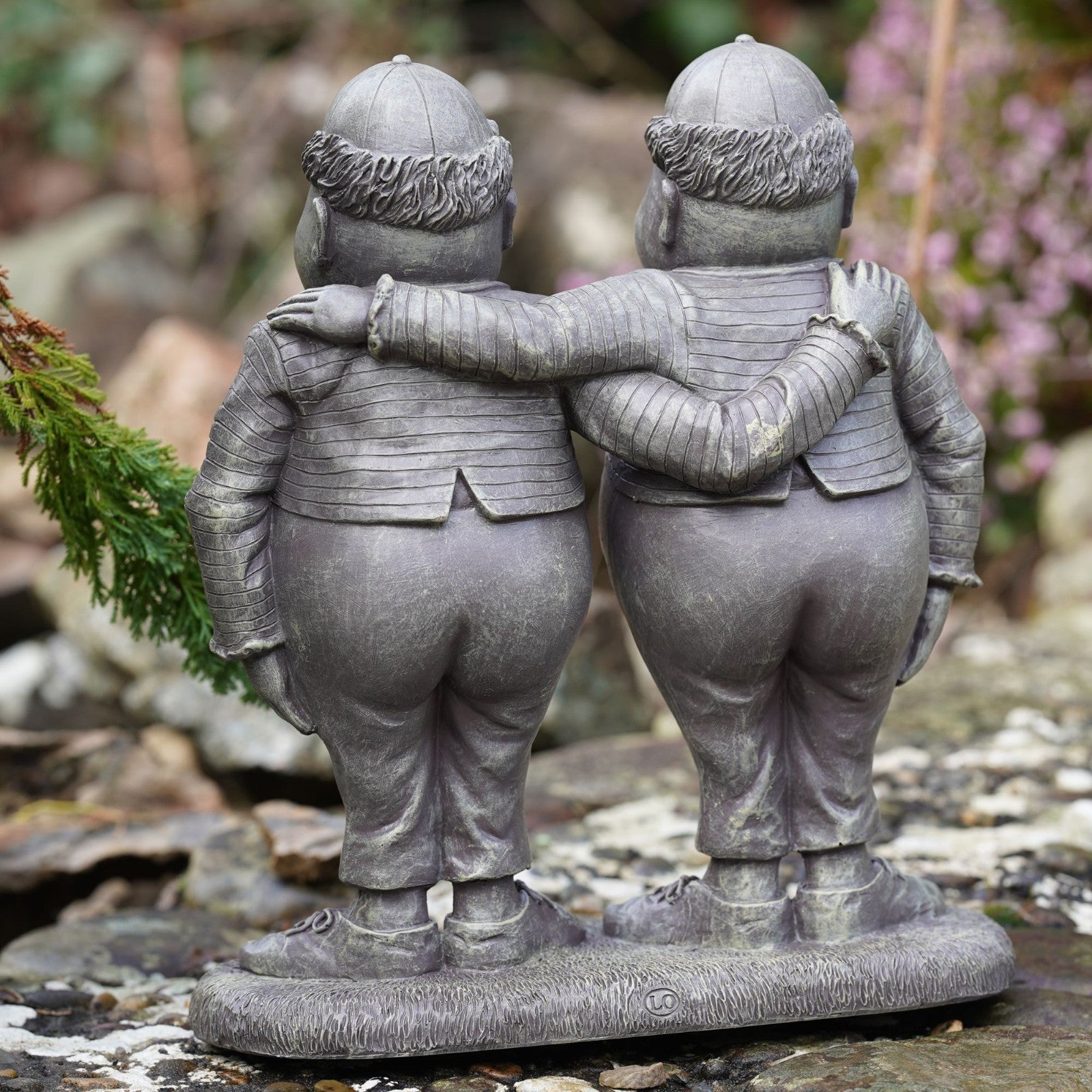 Tweedledee & Tweedledum Resin Statue | Alice in Wonderland Sculpture Garden Deco
