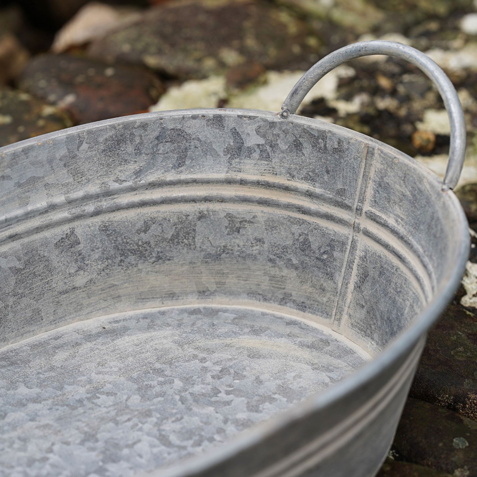 Zinc Metal Tray Planter with Handles