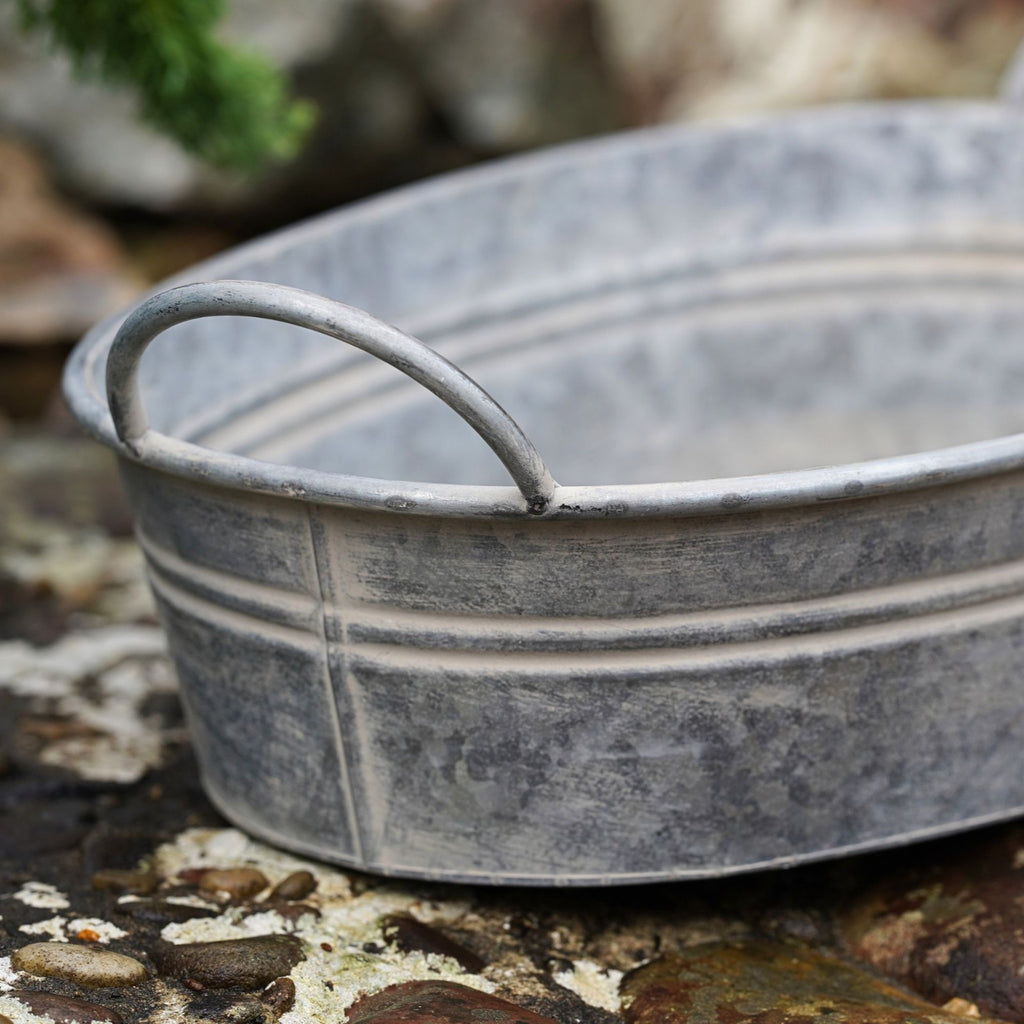 Zinc Metal Tray Planter with Handles