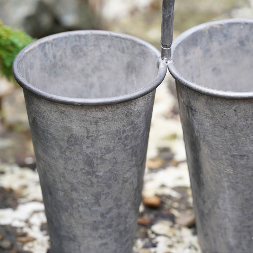 Zinc Metal Duo Planter with Handle