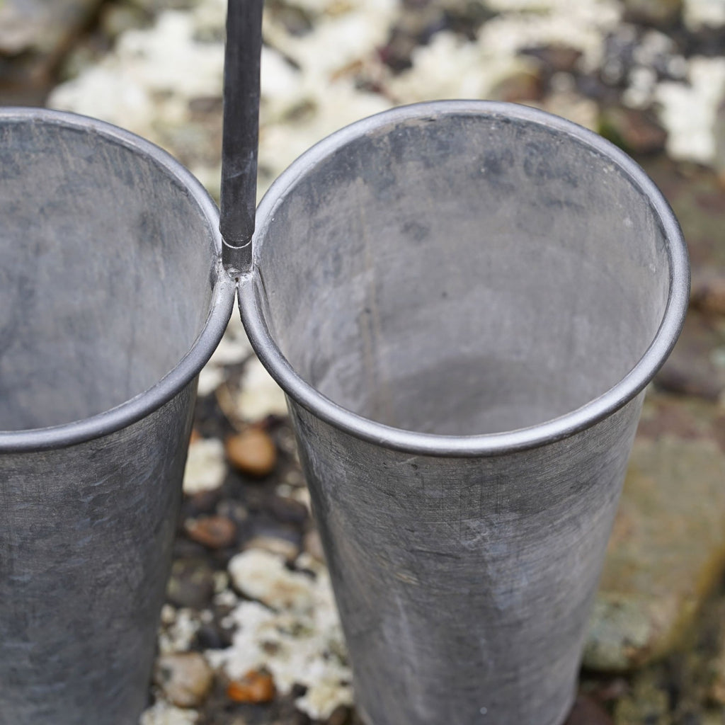 Zinc Metal Duo Planter with Handle