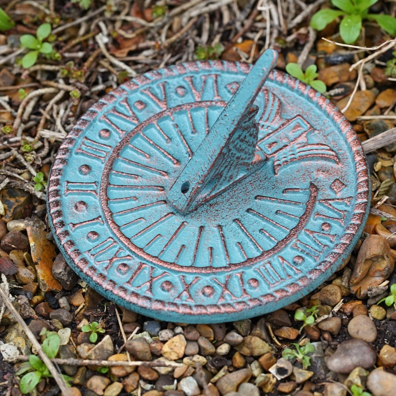 Cast Iron Garden Sundial | Antique Green Vintage Metal Ornament