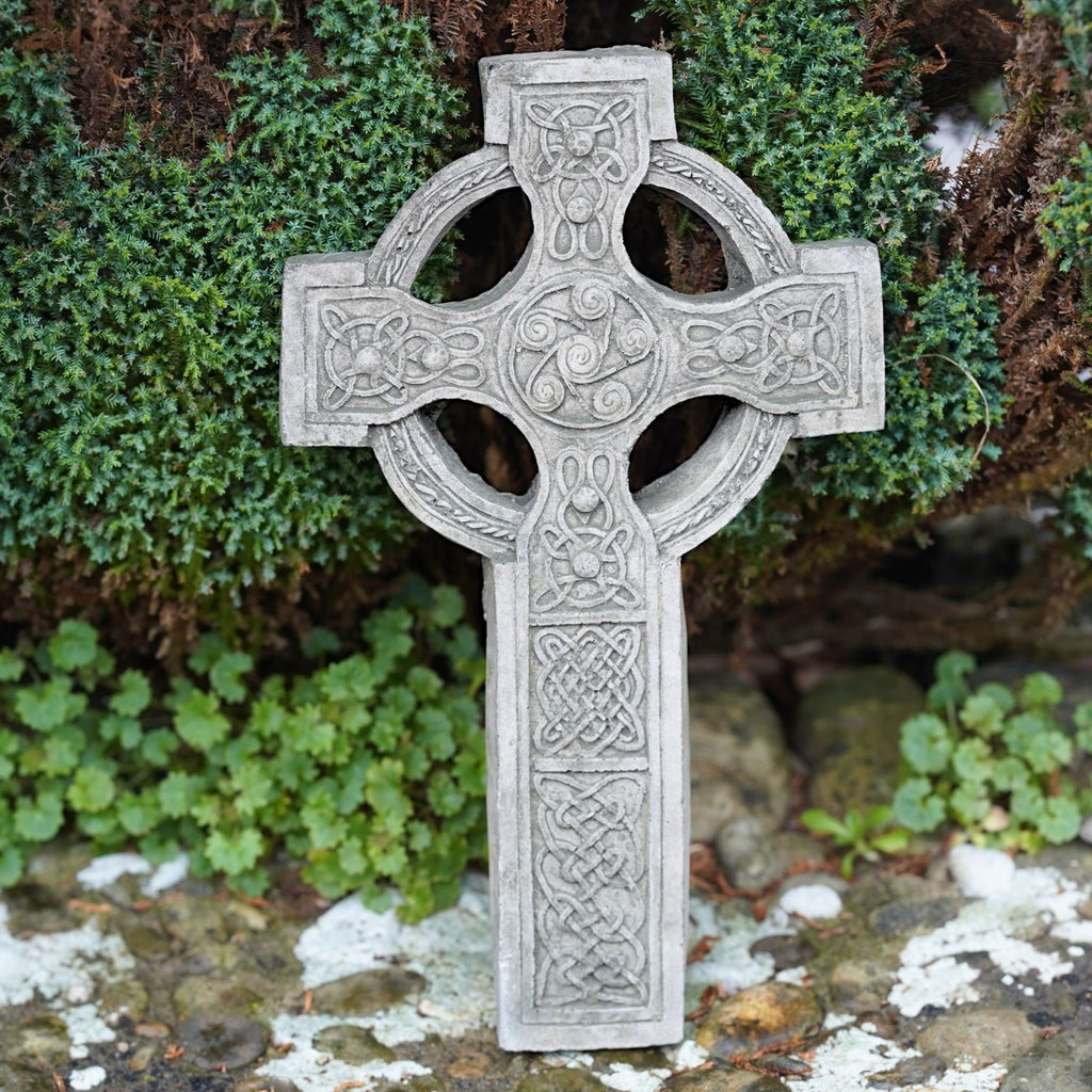 Celtic Cross Stone Hanging Wall Plaque | Outdoor Garden Ornament