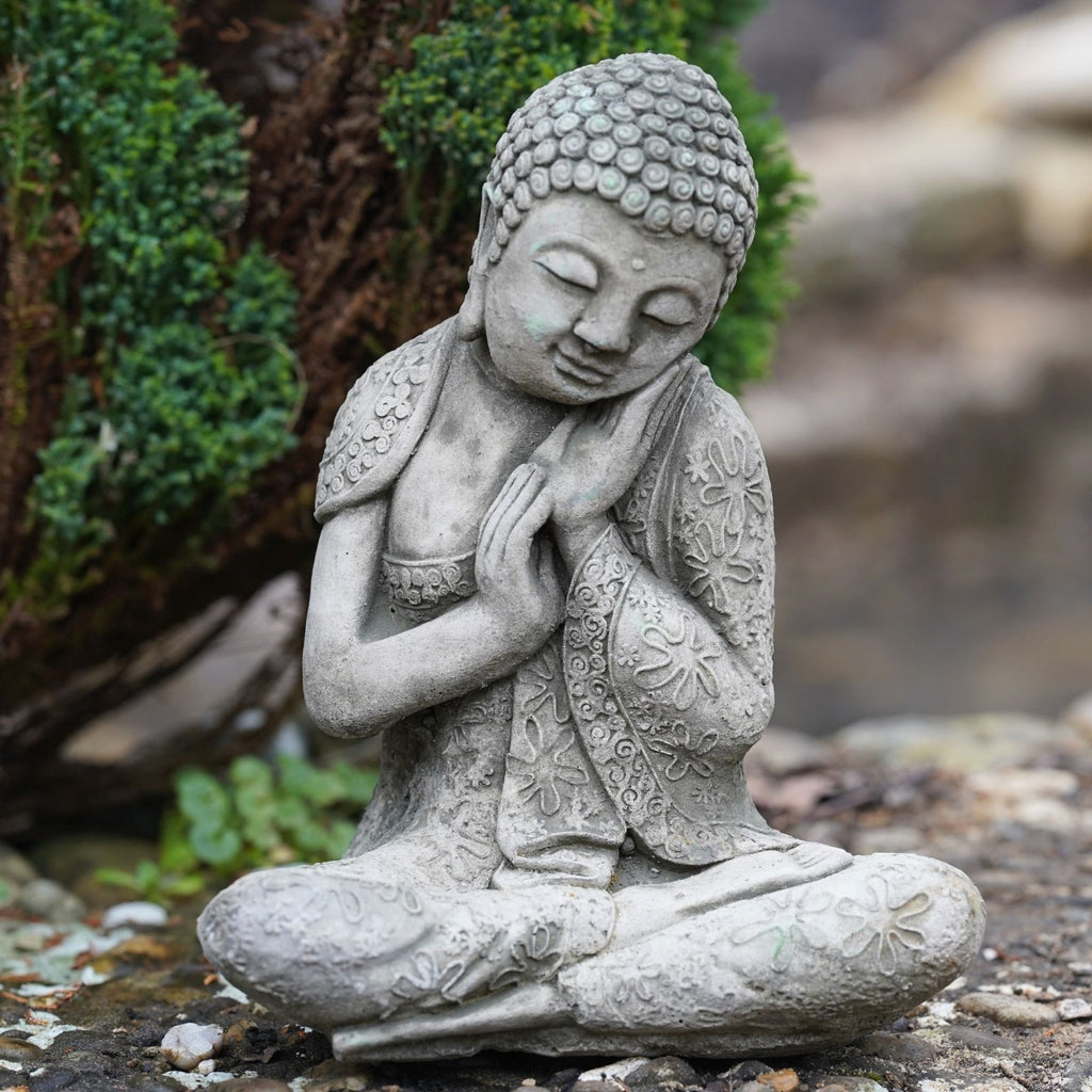 Peaceful Buddha Stone Garden Statue | Zen Outdoor Ornament