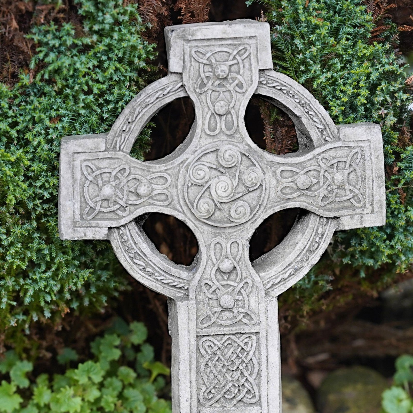 Celtic Cross Stone Hanging Wall Plaque | Outdoor Garden Ornament