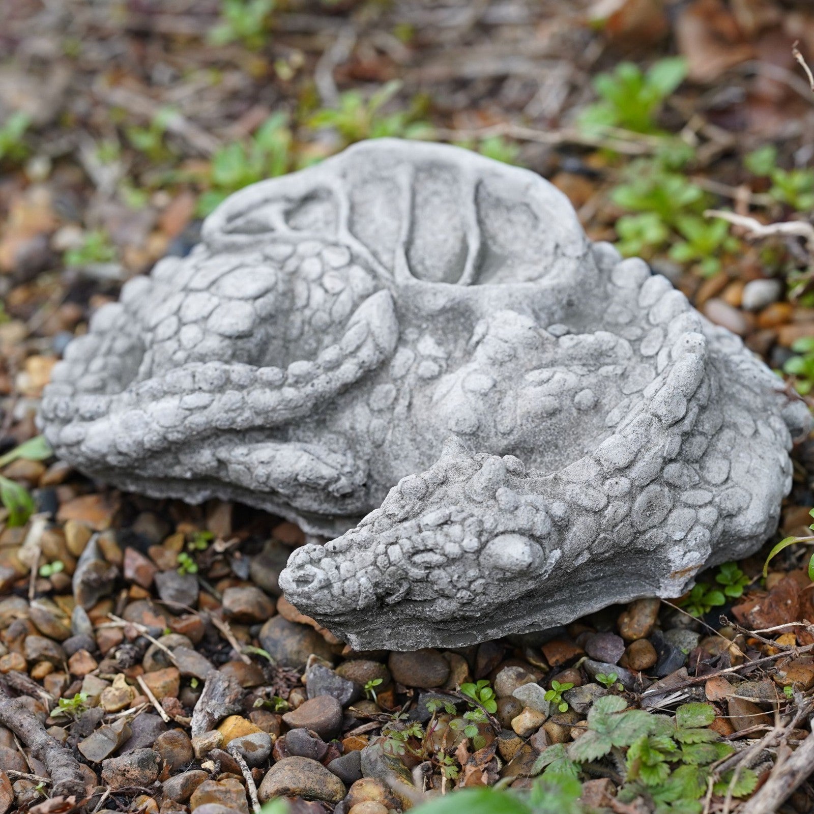 Curled Dragon Stone Garden Statue | Celtic Outdoor Ornament