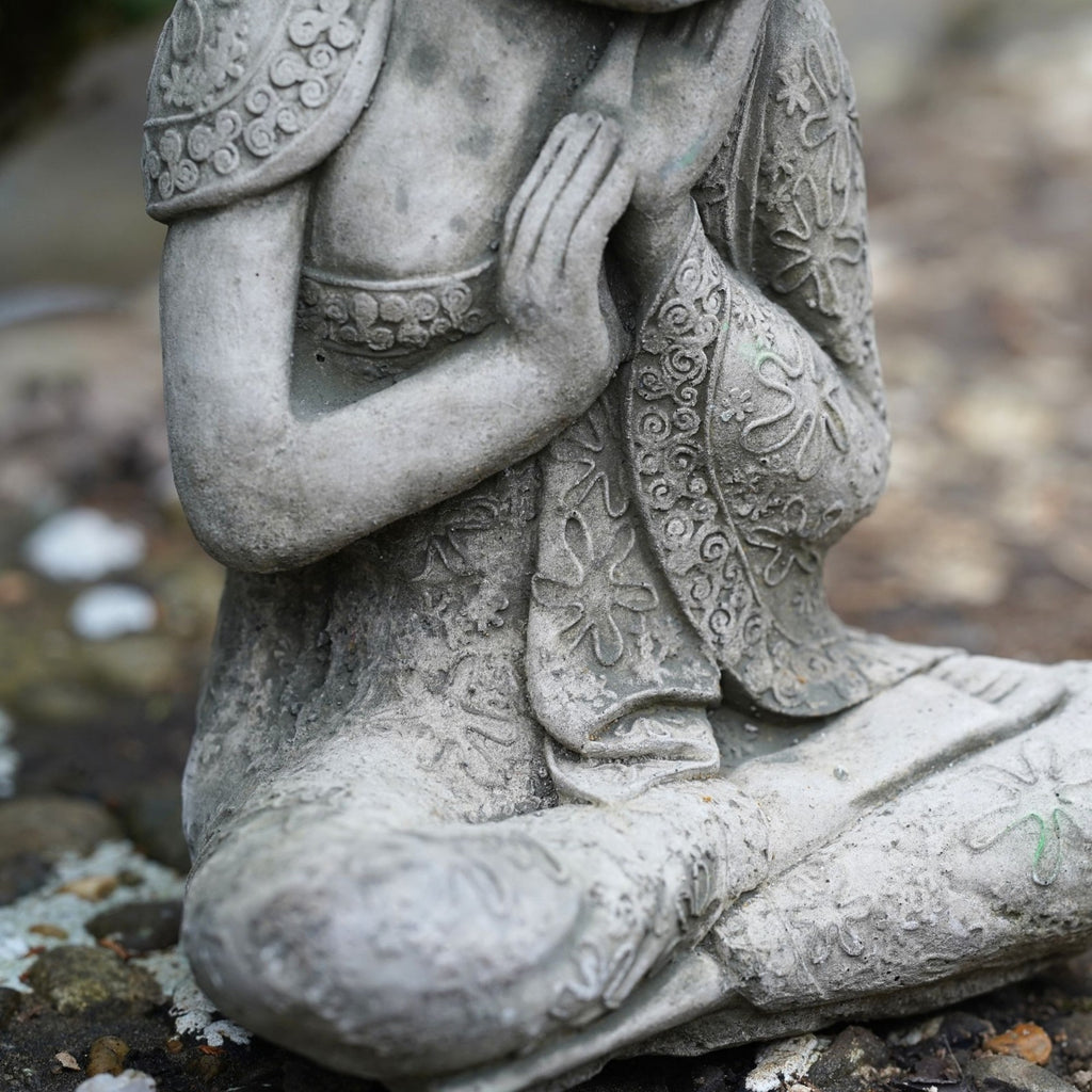Peaceful Buddha Stone Garden Statue | Zen Outdoor Ornament