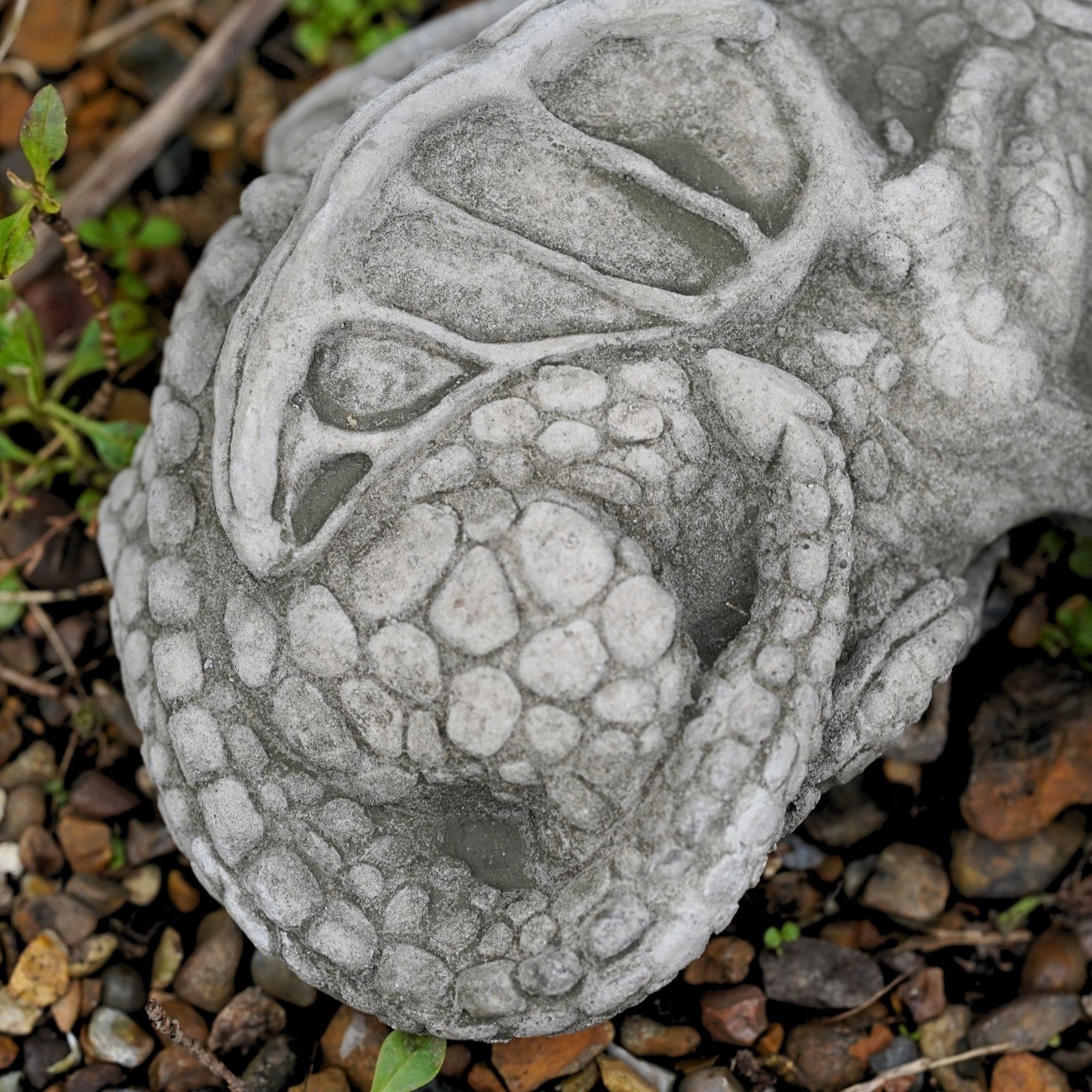 Curled Dragon Stone Garden Statue | Celtic Outdoor Ornament