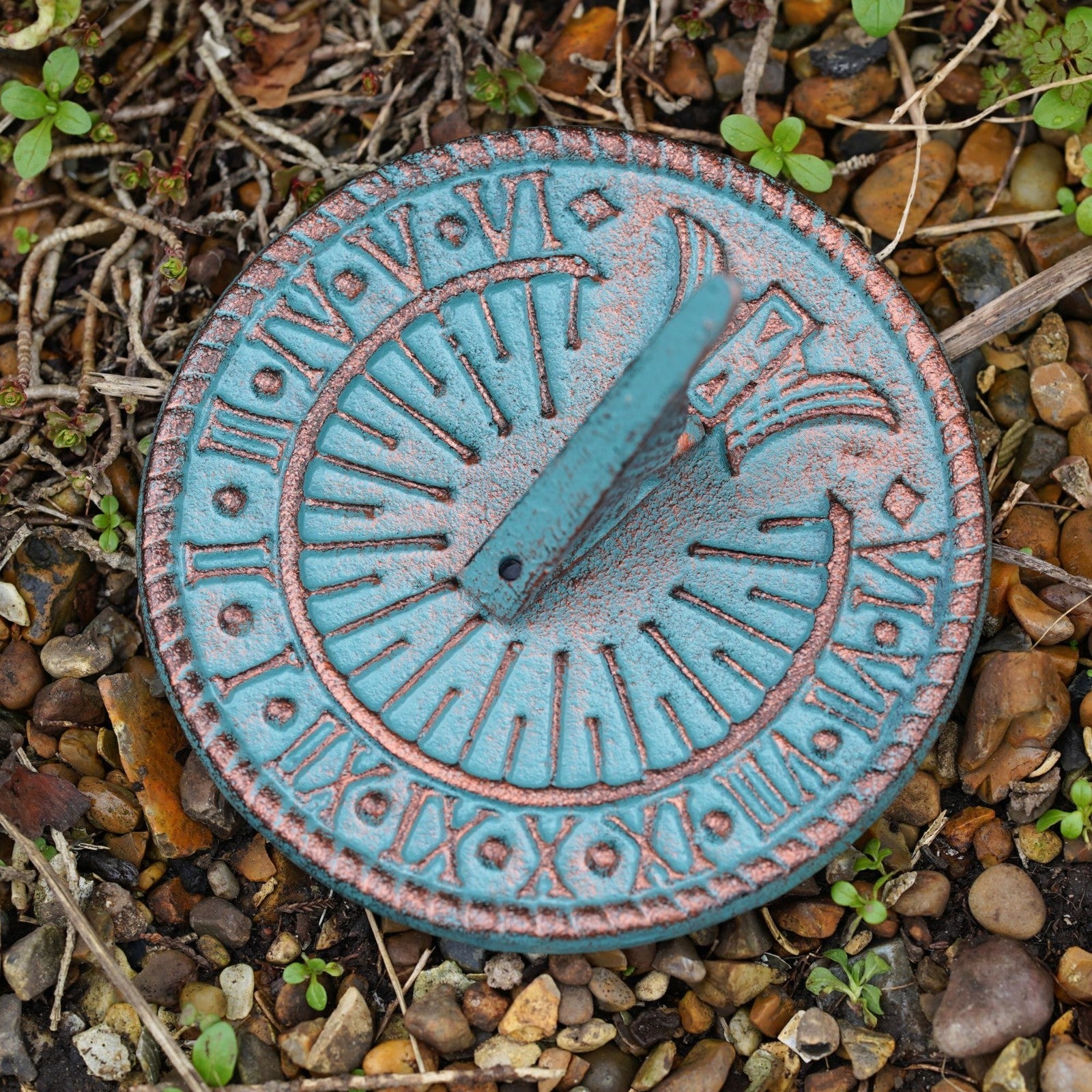 Cast Iron Garden Sundial | Antique Green Vintage Metal Ornament