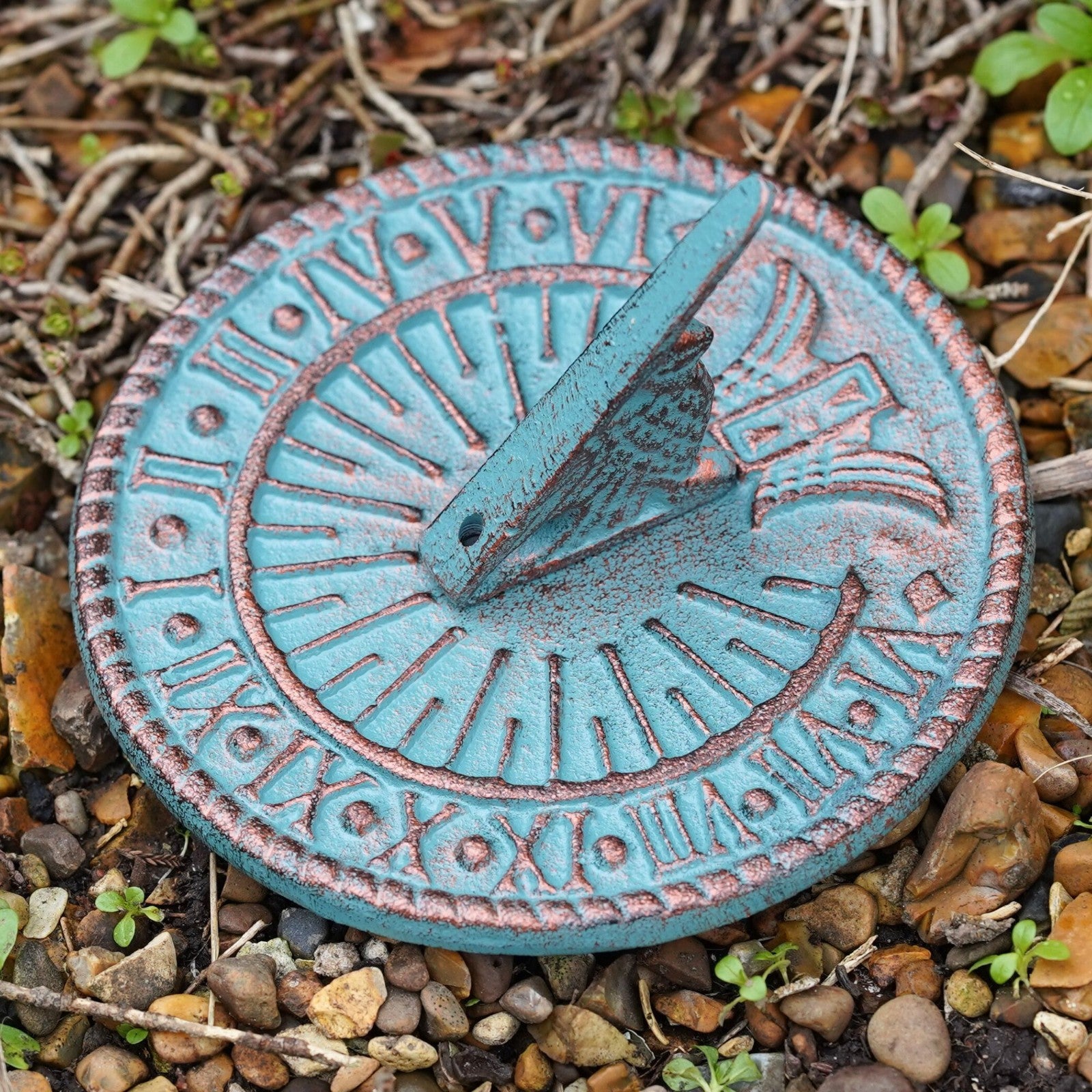 Cast Iron Garden Sundial | Antique Green Vintage Metal Ornament