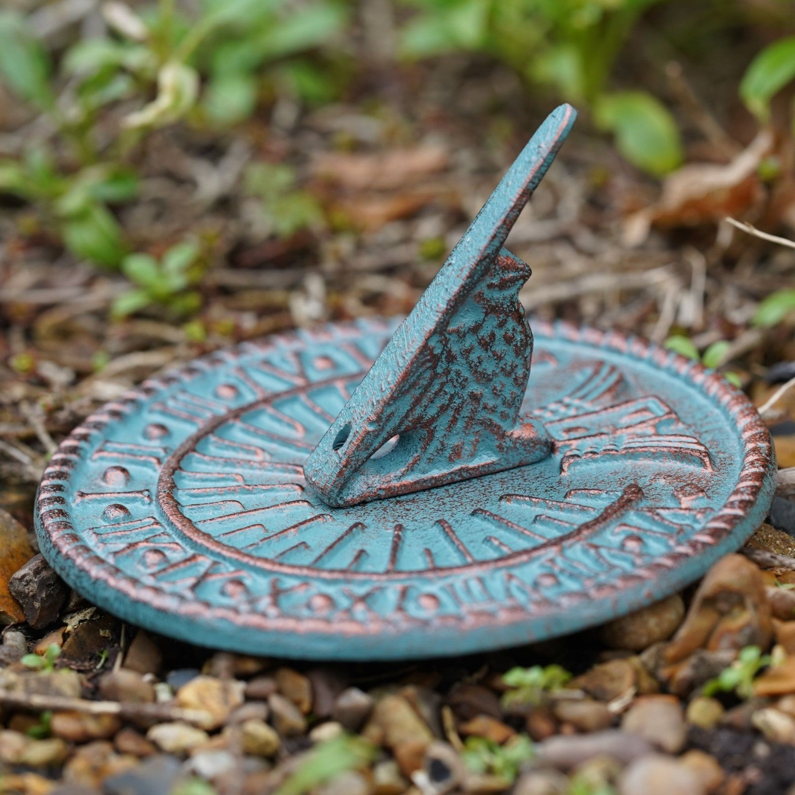 Cast Iron Garden Sundial | Antique Green Vintage Metal Ornament