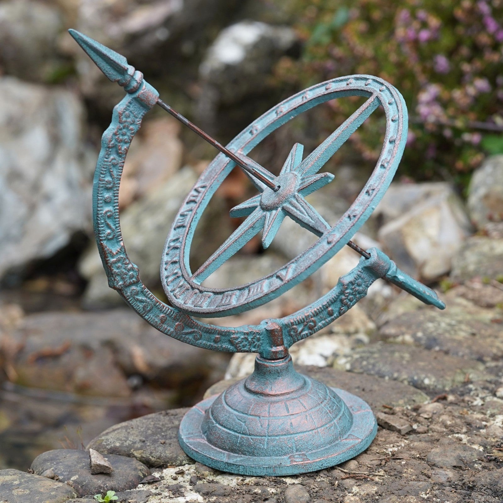 Large Cast Iron Armillary Sphere | Antique Green Garden Ornament