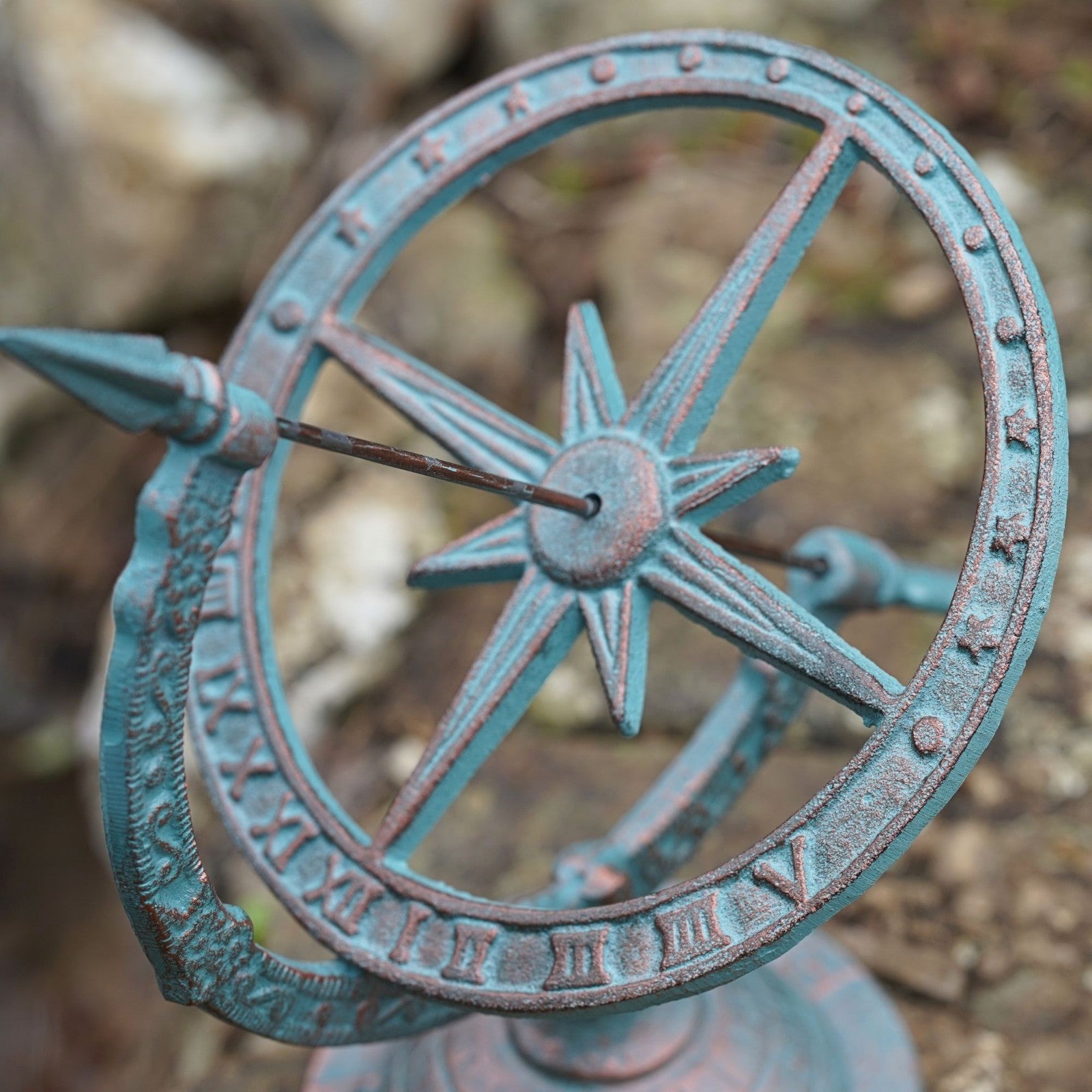 Large Cast Iron Armillary Sphere | Antique Green Garden Ornament