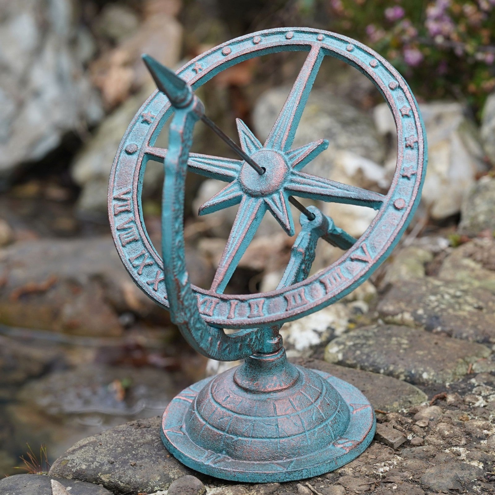 Large Cast Iron Armillary Sphere | Antique Green Garden Ornament