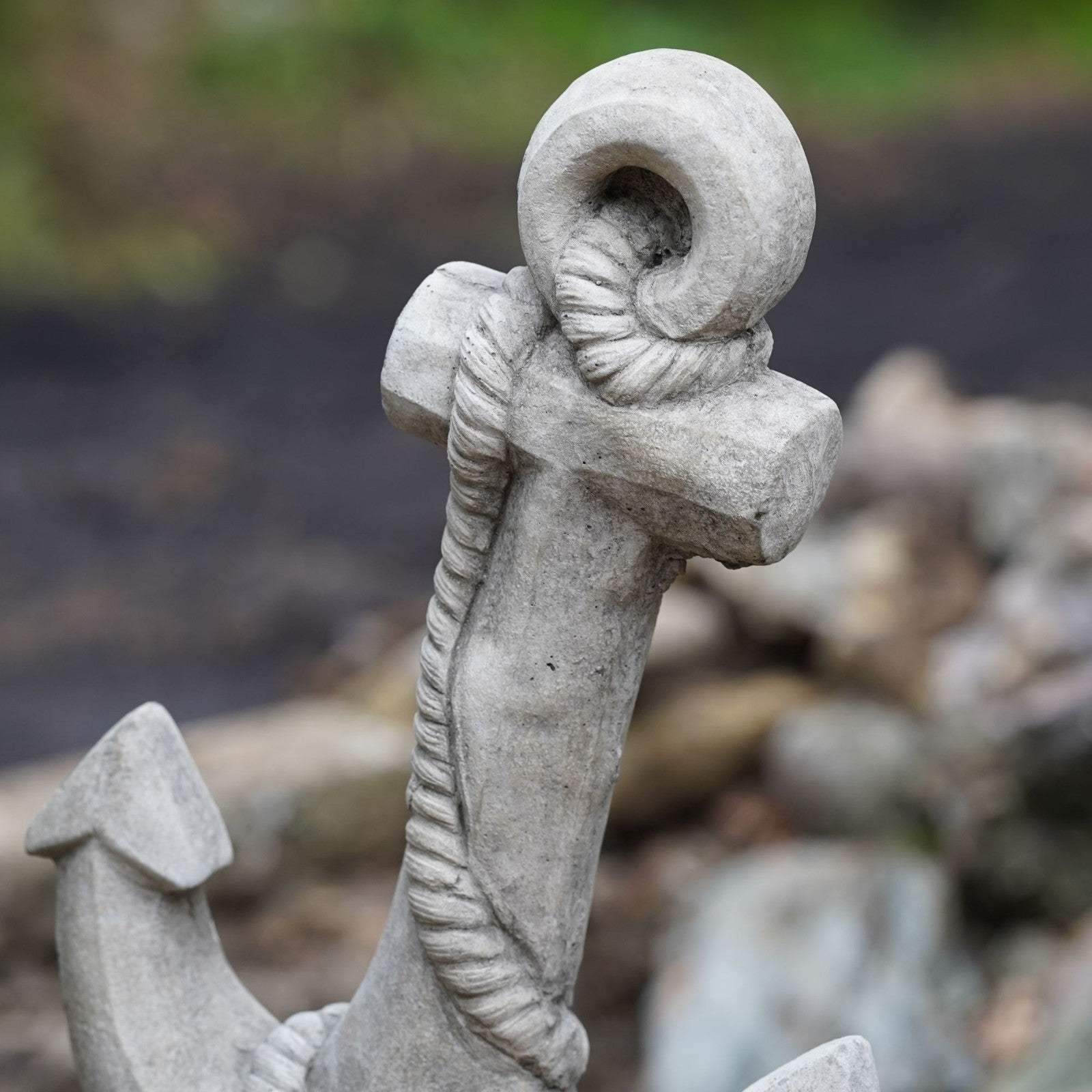 Large Stone Anchor Garden Statue | Nautical Outdoor Ornament