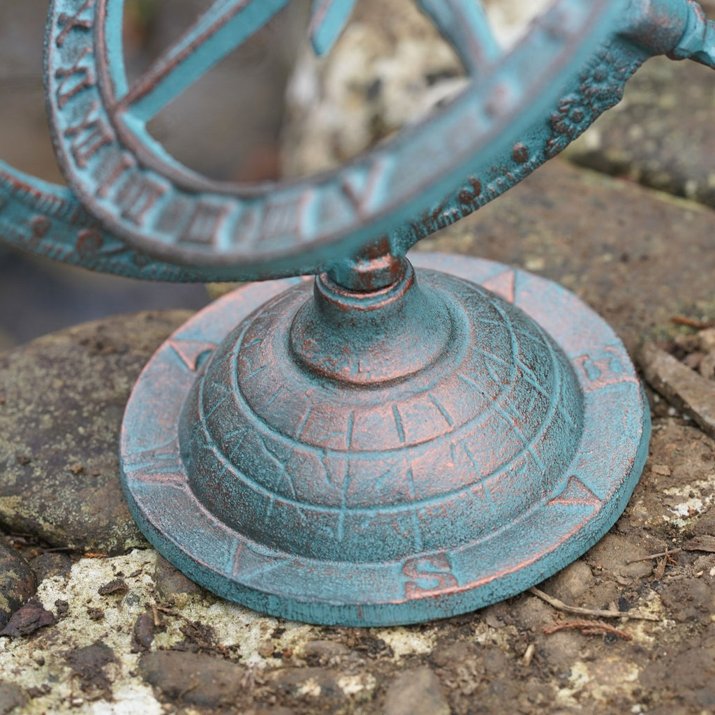 Large Cast Iron Armillary Sphere | Antique Green Garden Ornament