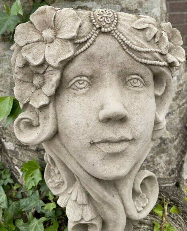 Art Deco Lady Wall Planter Stone Statue