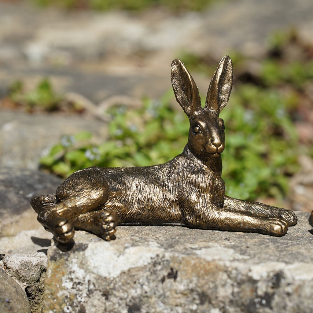 Set of 3 Mini Hare Ornaments | Gold Resin Rabbit Figurines