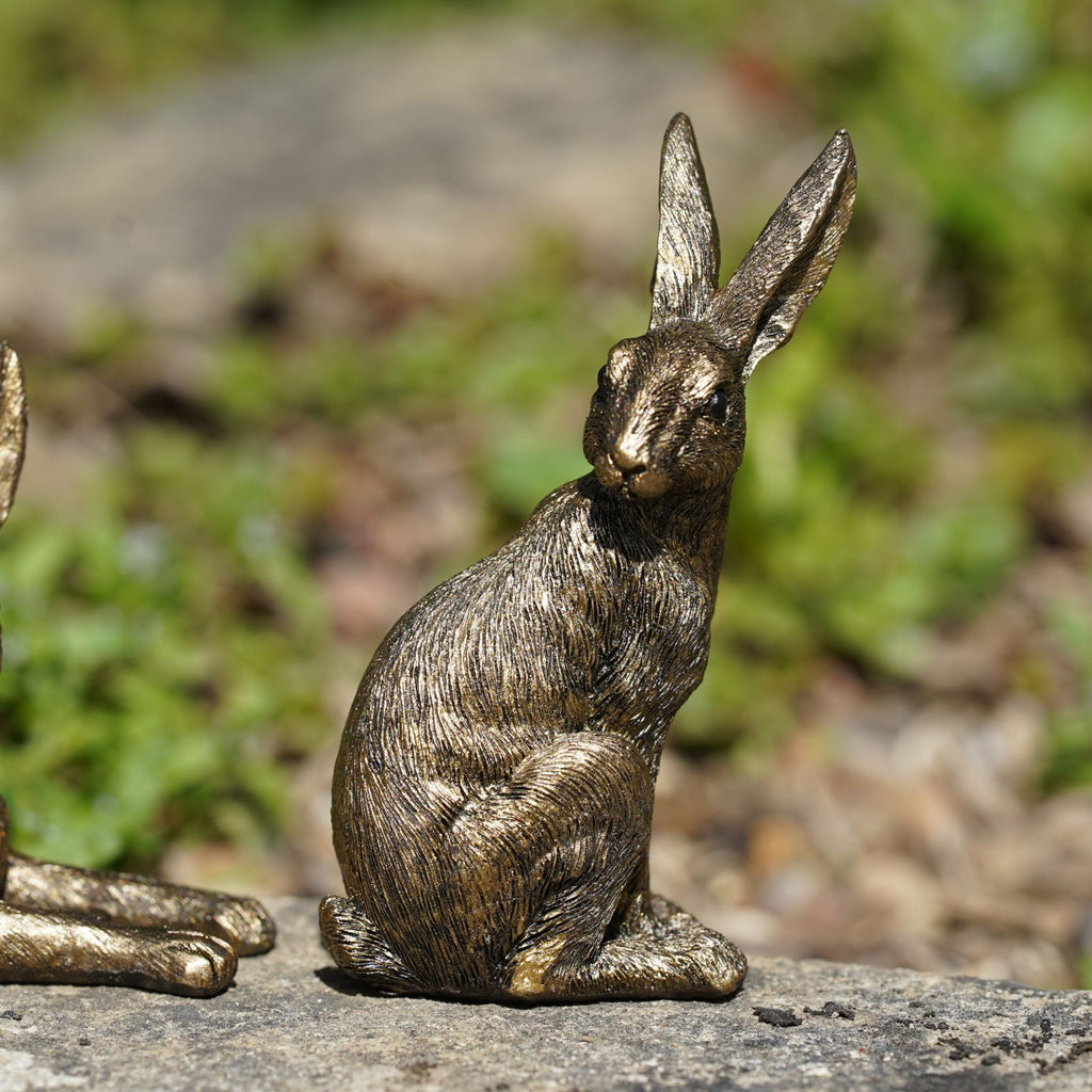 Set of 3 Mini Hare Ornaments | Gold Resin Rabbit Figurines