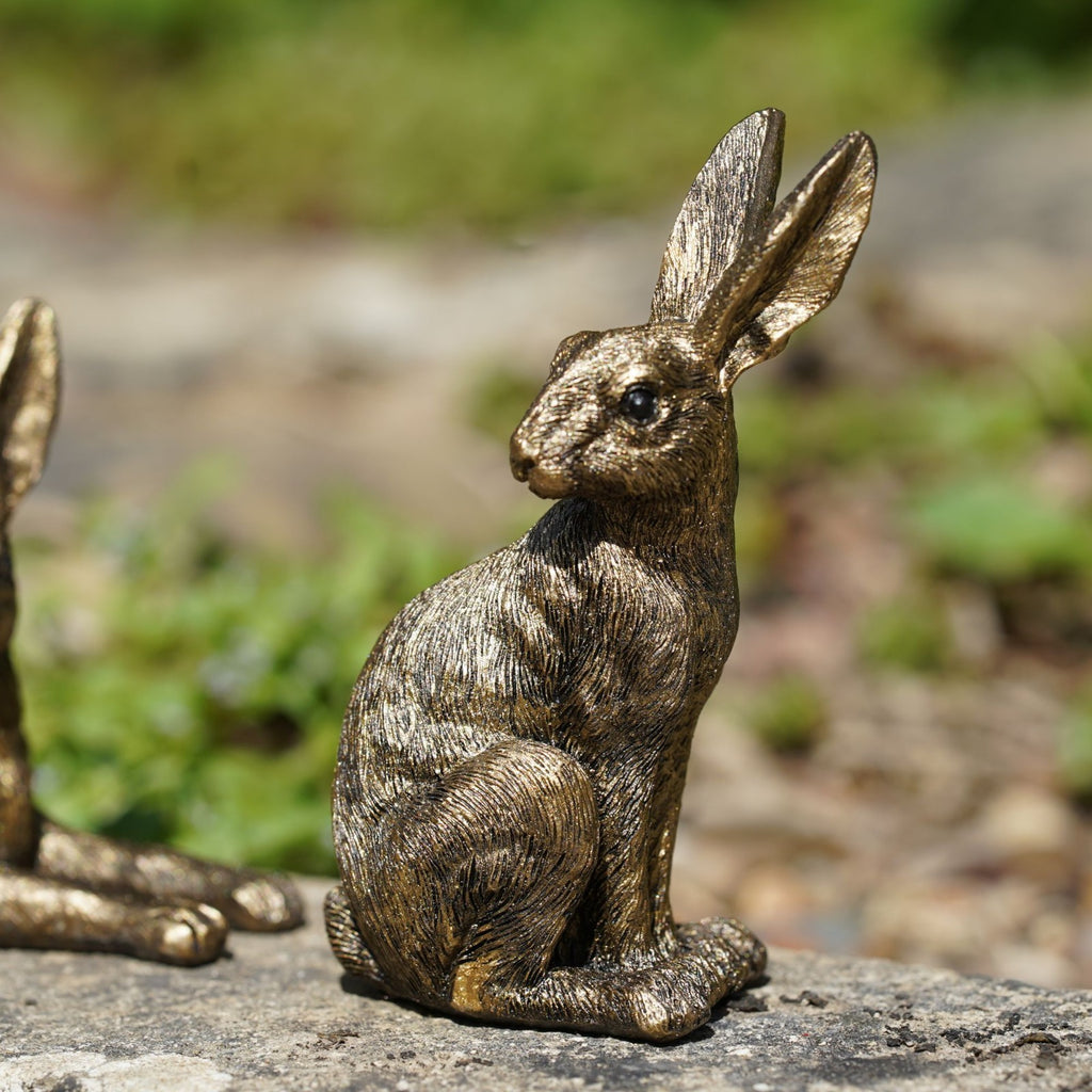 Set of 3 Mini Hare Ornaments | Gold Resin Rabbit Figurines