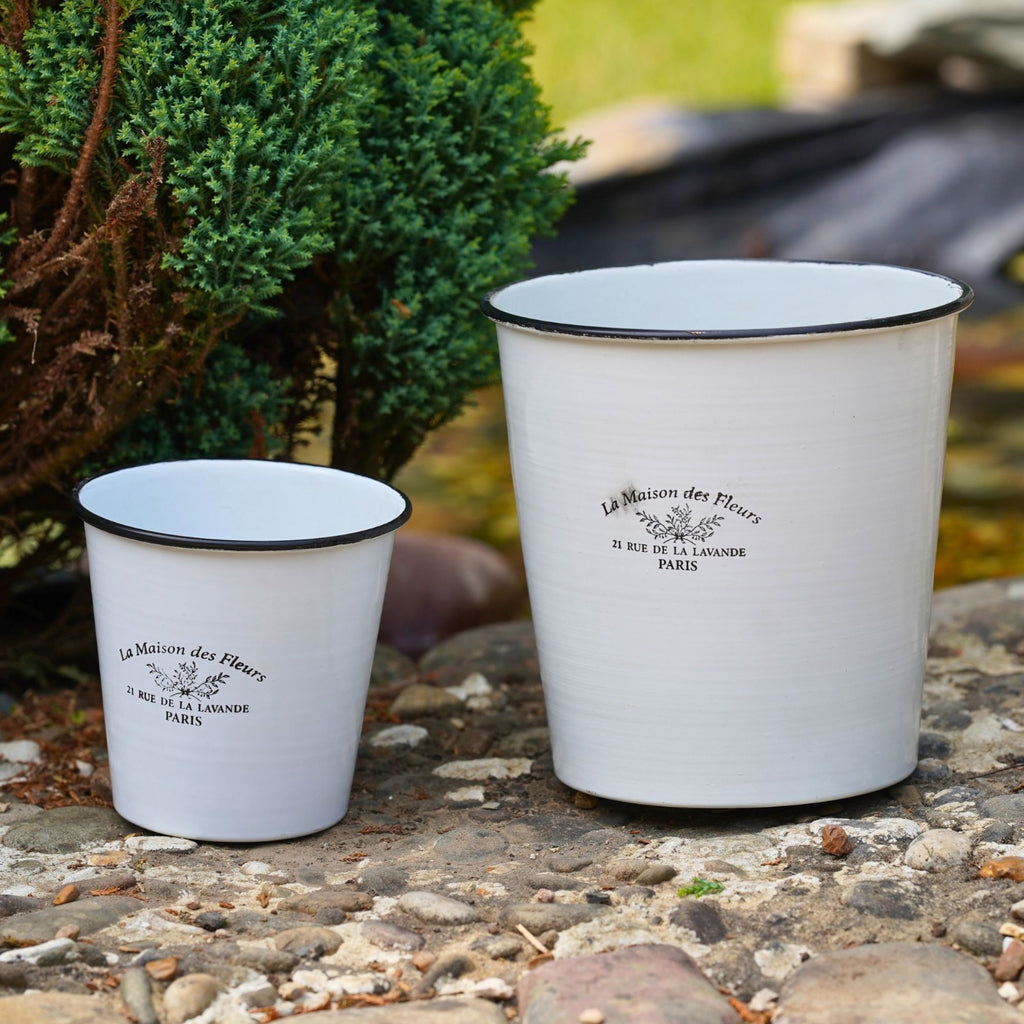 Set of 2 French Vintage Metal Plant Pots