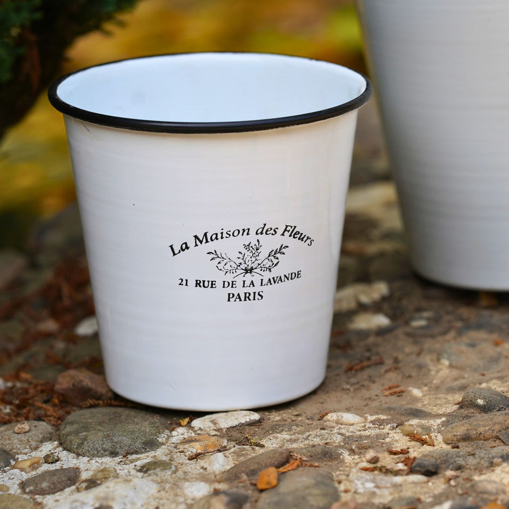 Set of 2 French Vintage Metal Plant Pots