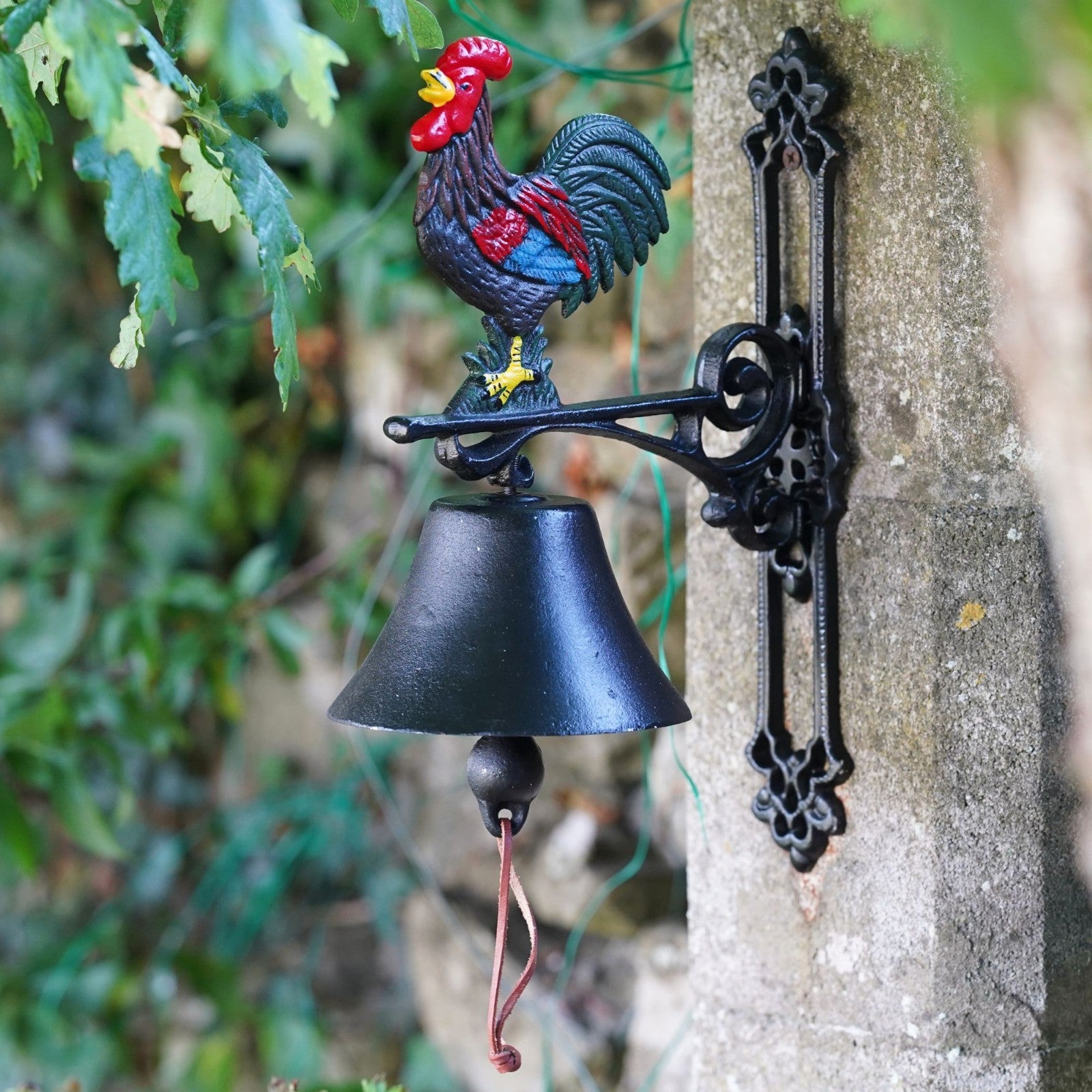 Cast Iron Cockerel Bell Rooster Chicken Garden Ornament