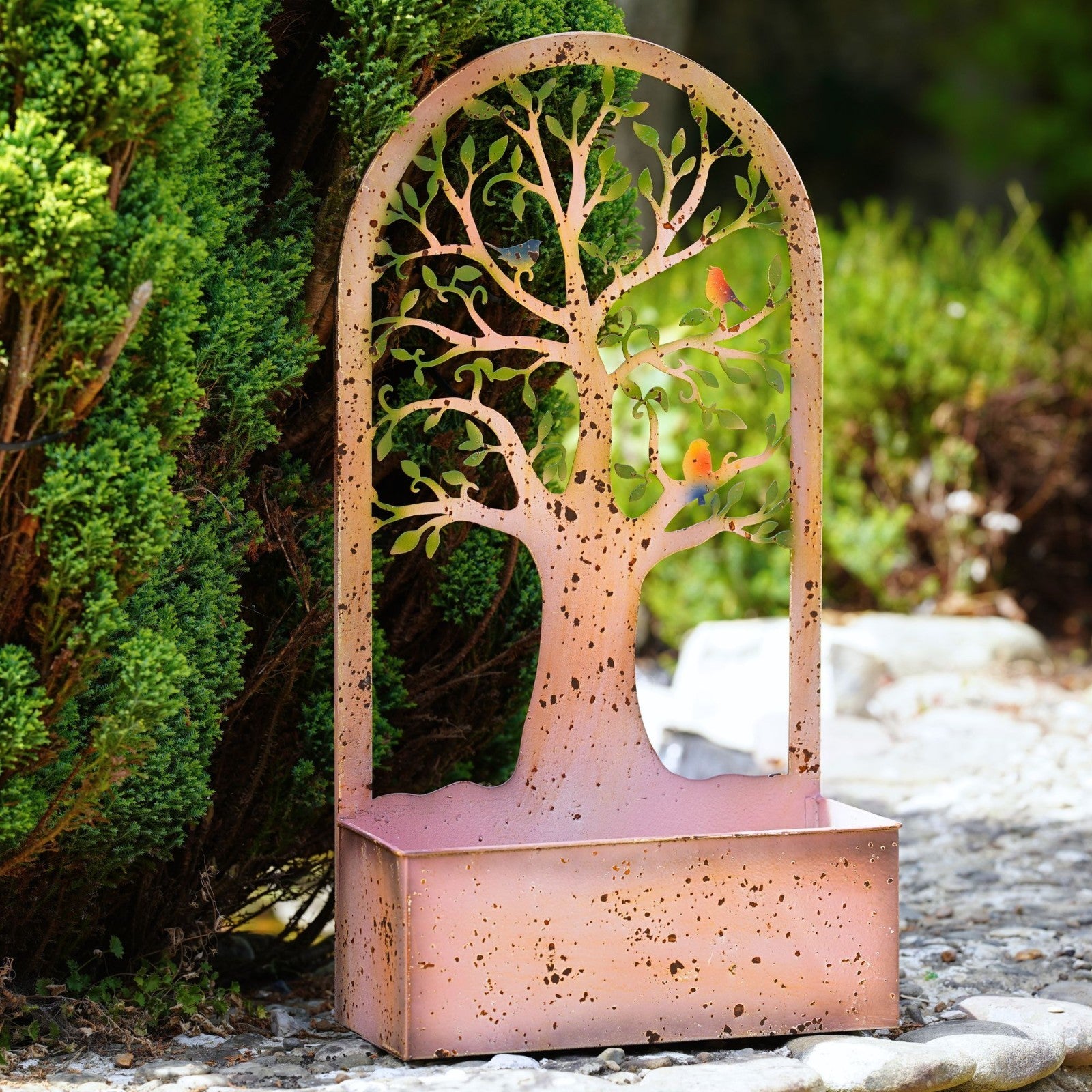 Tree of Life Hanging Wall Planter Metal Flower Pot