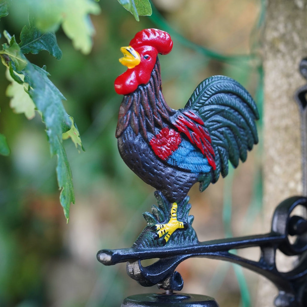 Cast Iron Cockerel Bell Rooster Chicken Garden Ornament