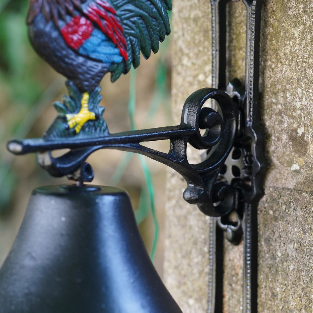 Cast Iron Cockerel Bell Rooster Chicken Garden Ornament