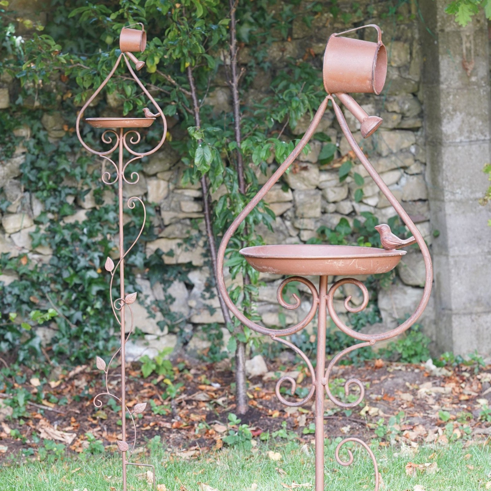 1.4m Watering Can Bird Feeder Garden Stake