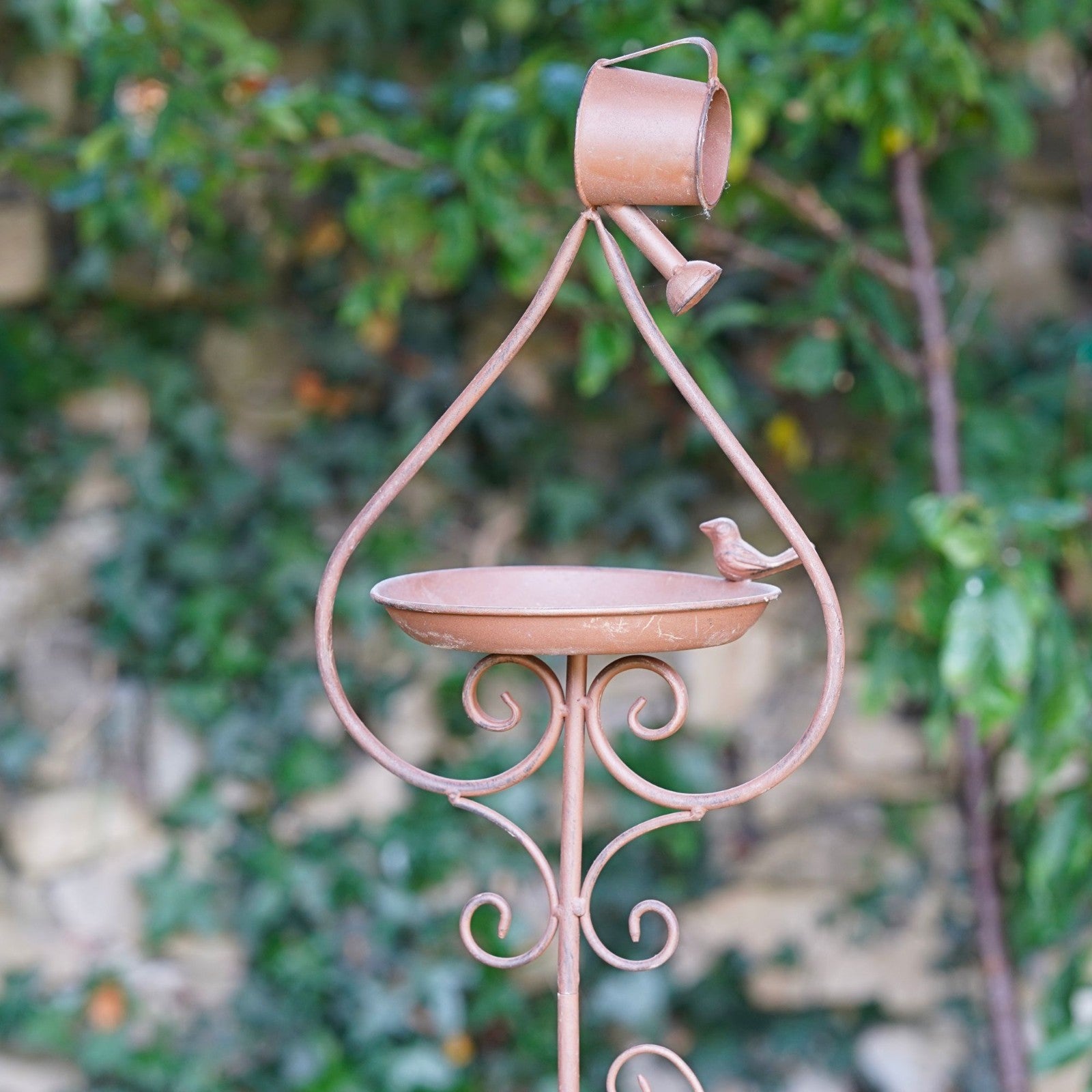 1.4m Watering Can Bird Feeder Garden Stake