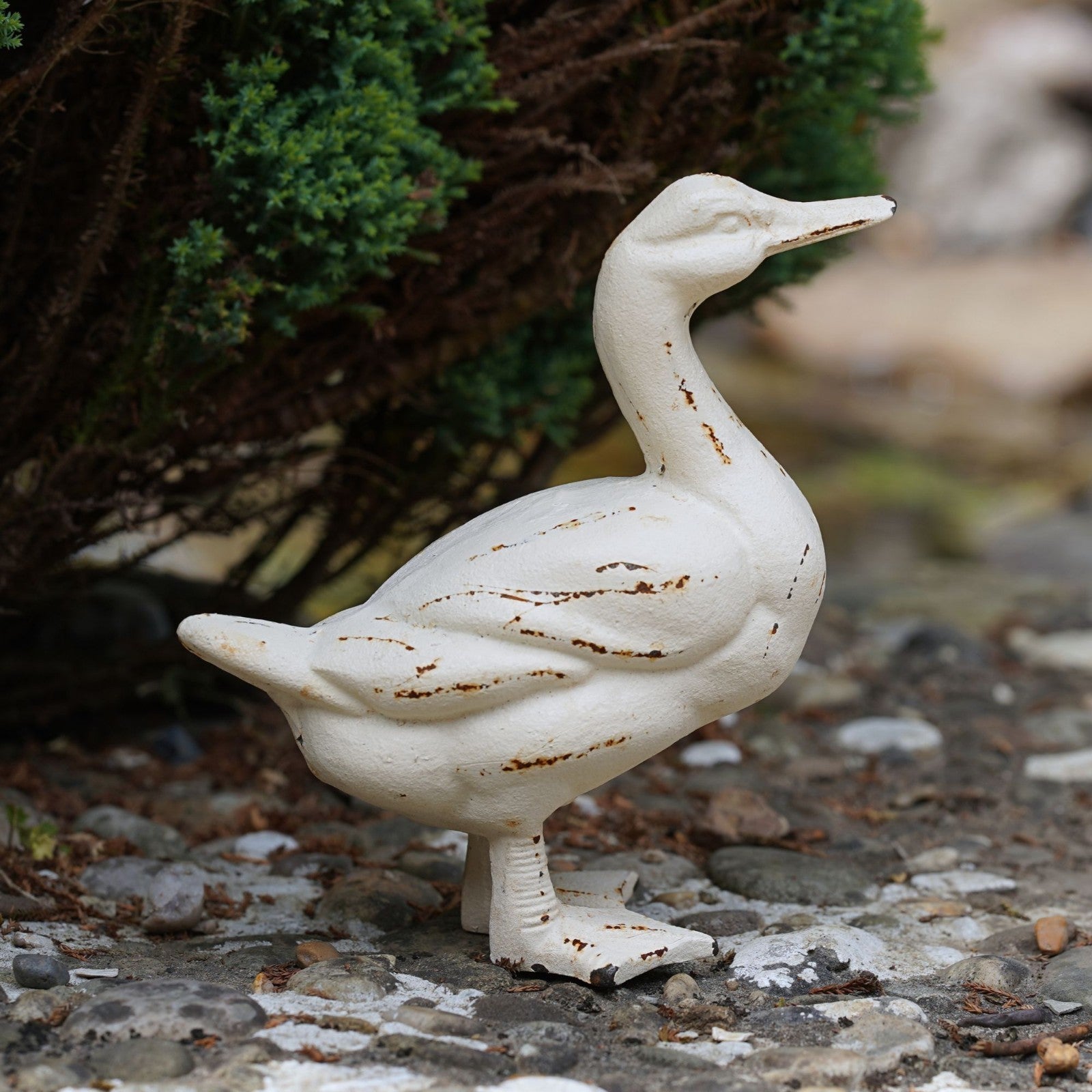 Cast Iron Duck Ornament | White Antique Style