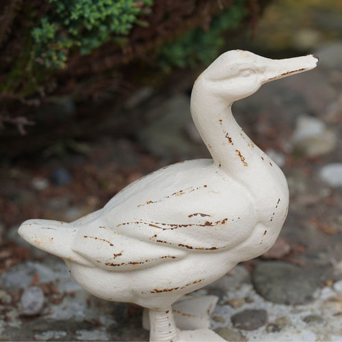 Cast Iron Duck Ornament | White Antique Style