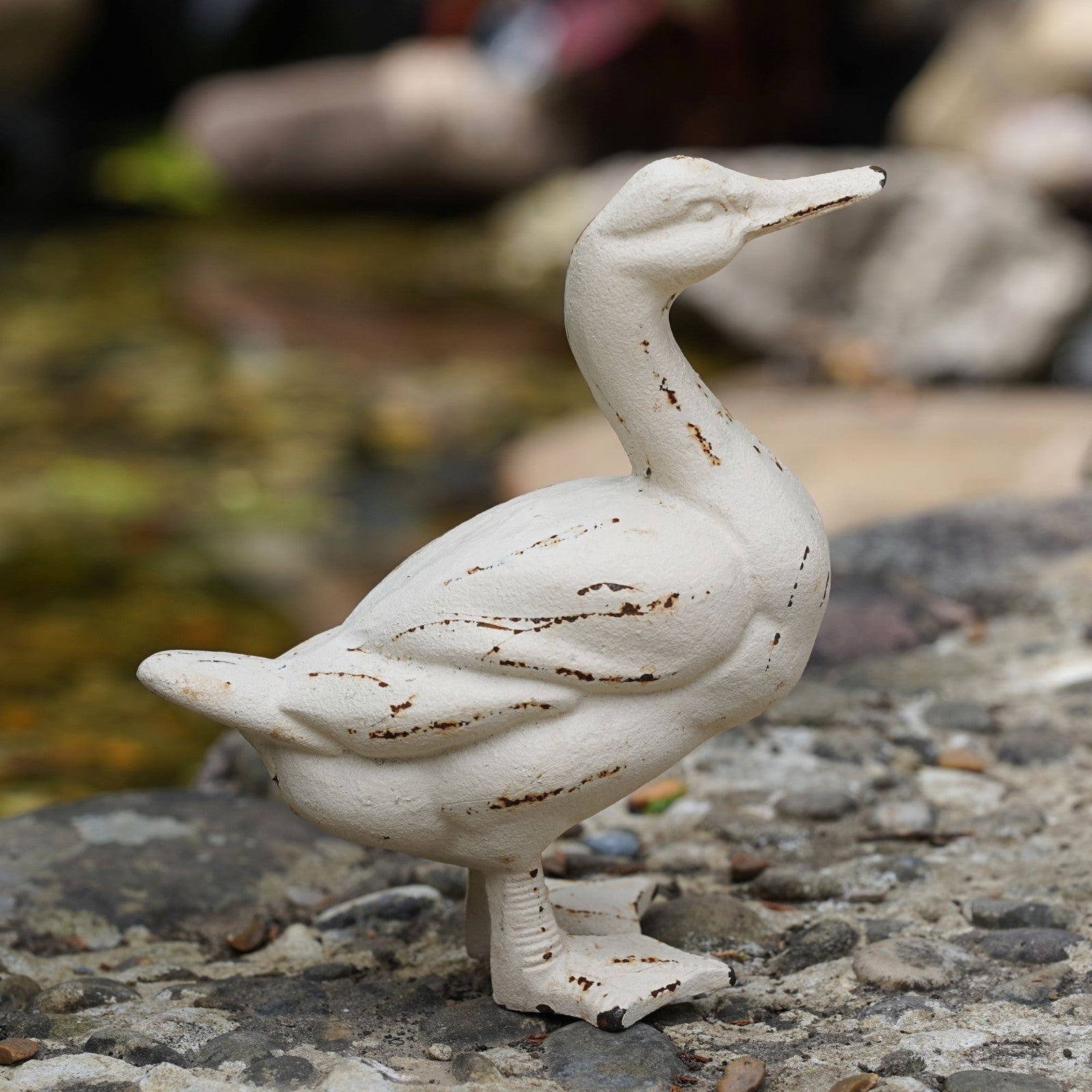 Cast Iron Duck Ornament | White Antique Style