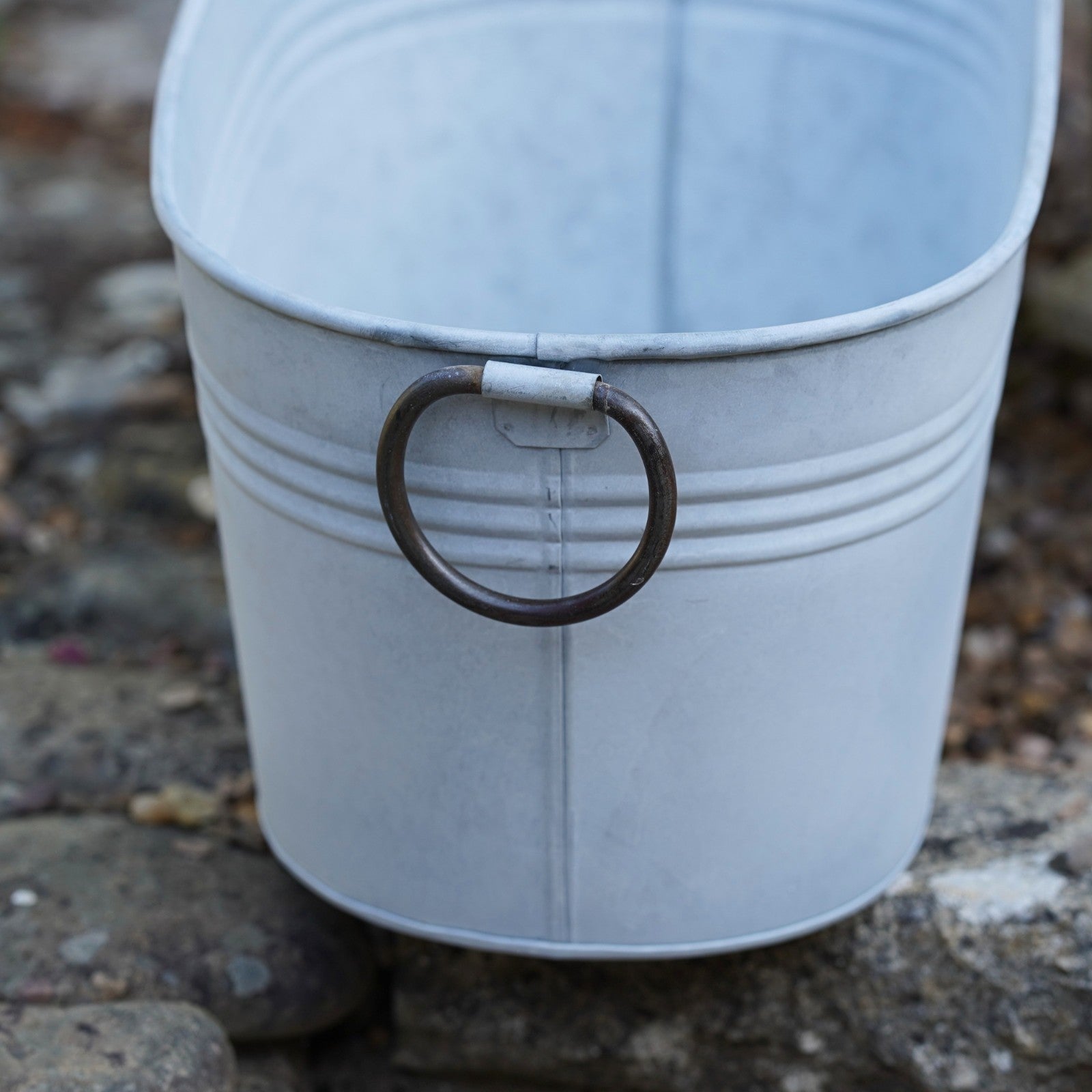 Galvanised Oval Trough Planter with Handles