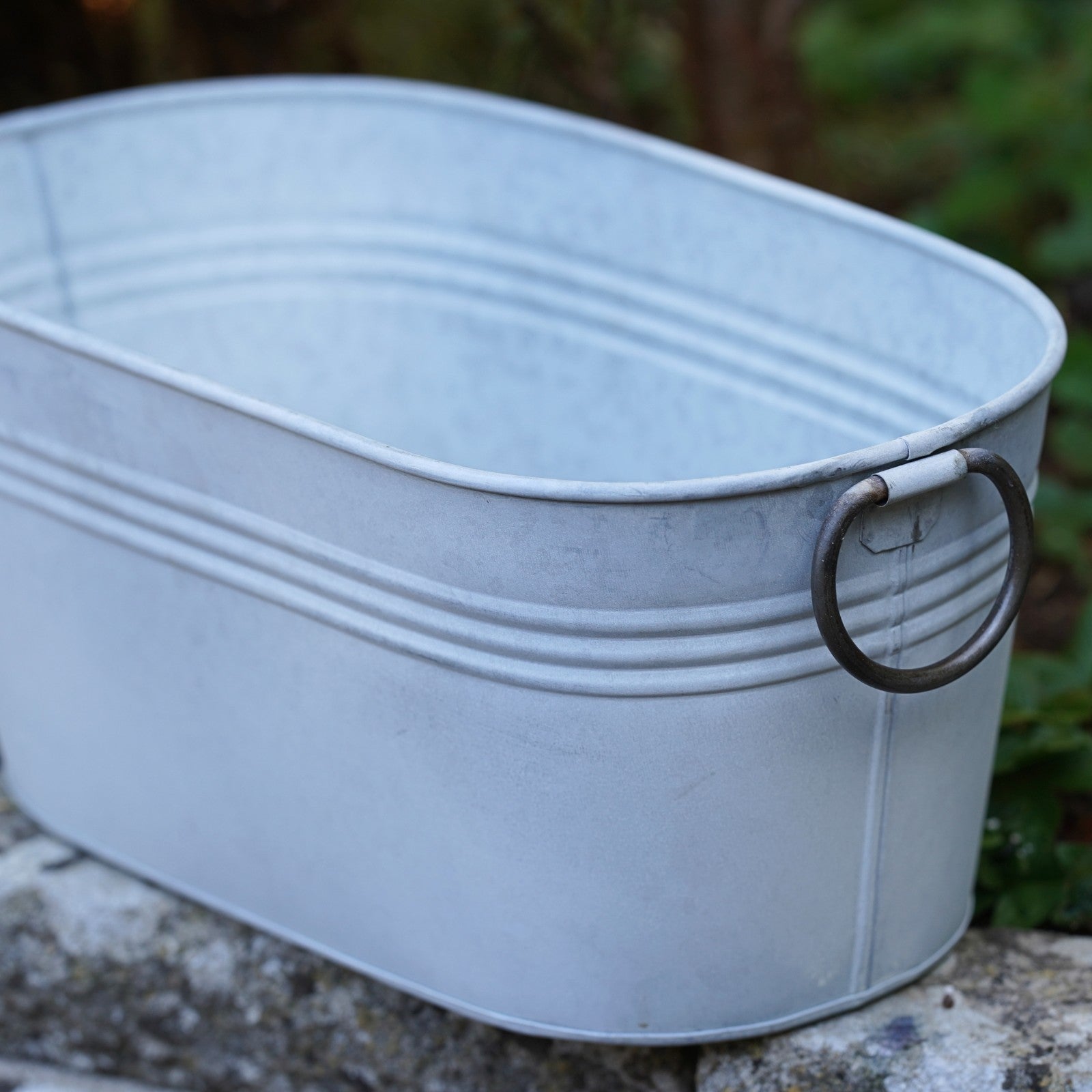 Galvanised Oval Trough Planter with Handles