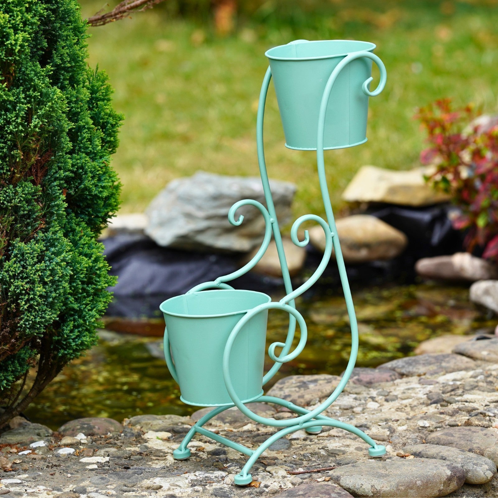 2 Tier Duo Pot Metal Plant Stand