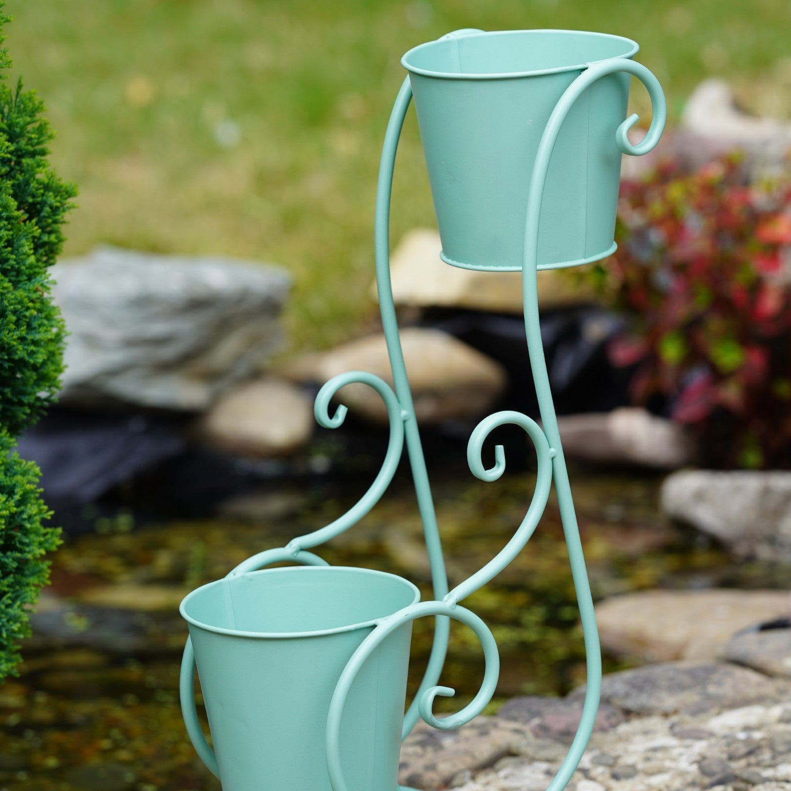 2 Tier Duo Pot Metal Plant Stand