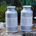 Galvanised Milk Churn Planters – Set of 2