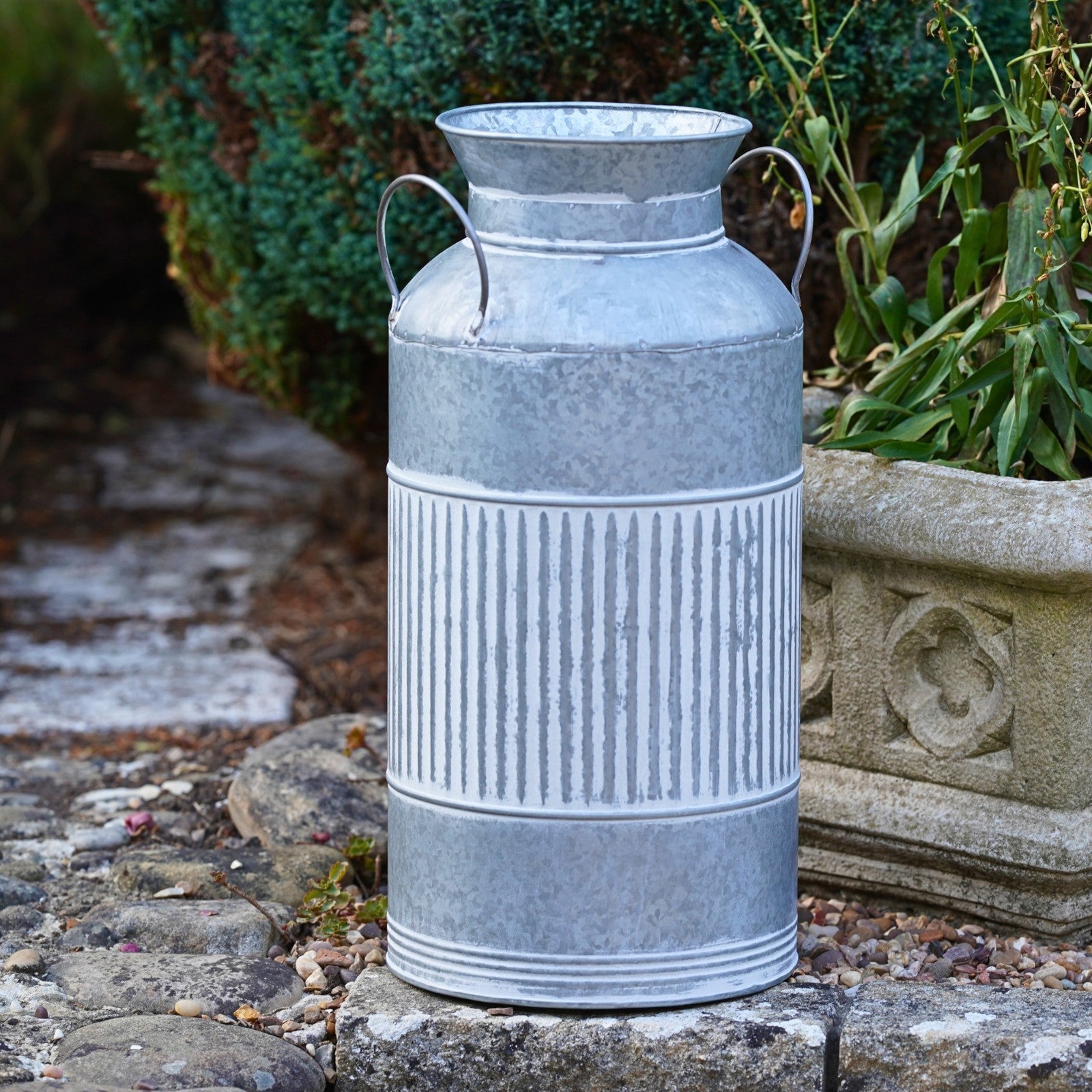 Galvanised Milk Churn Planters – Set of 2