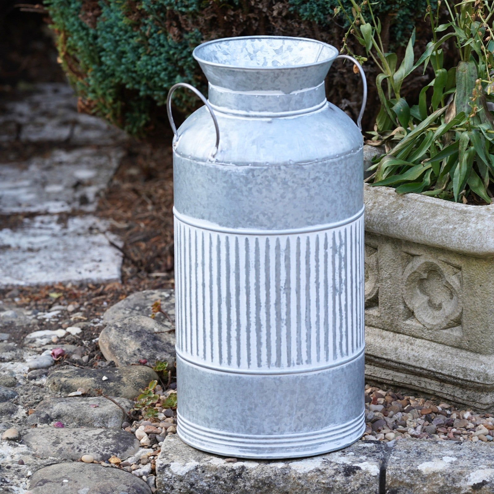 Galvanised Milk Churn Planters – Set of 2