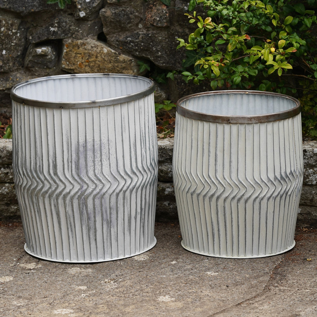 Galvanised Chevron Dolly Tub Planters – Single or Set of 2