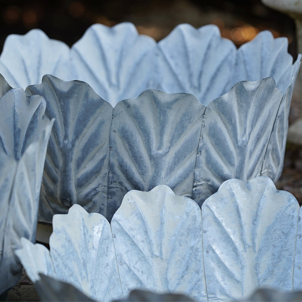 Galvanised Metal Leaf Planters